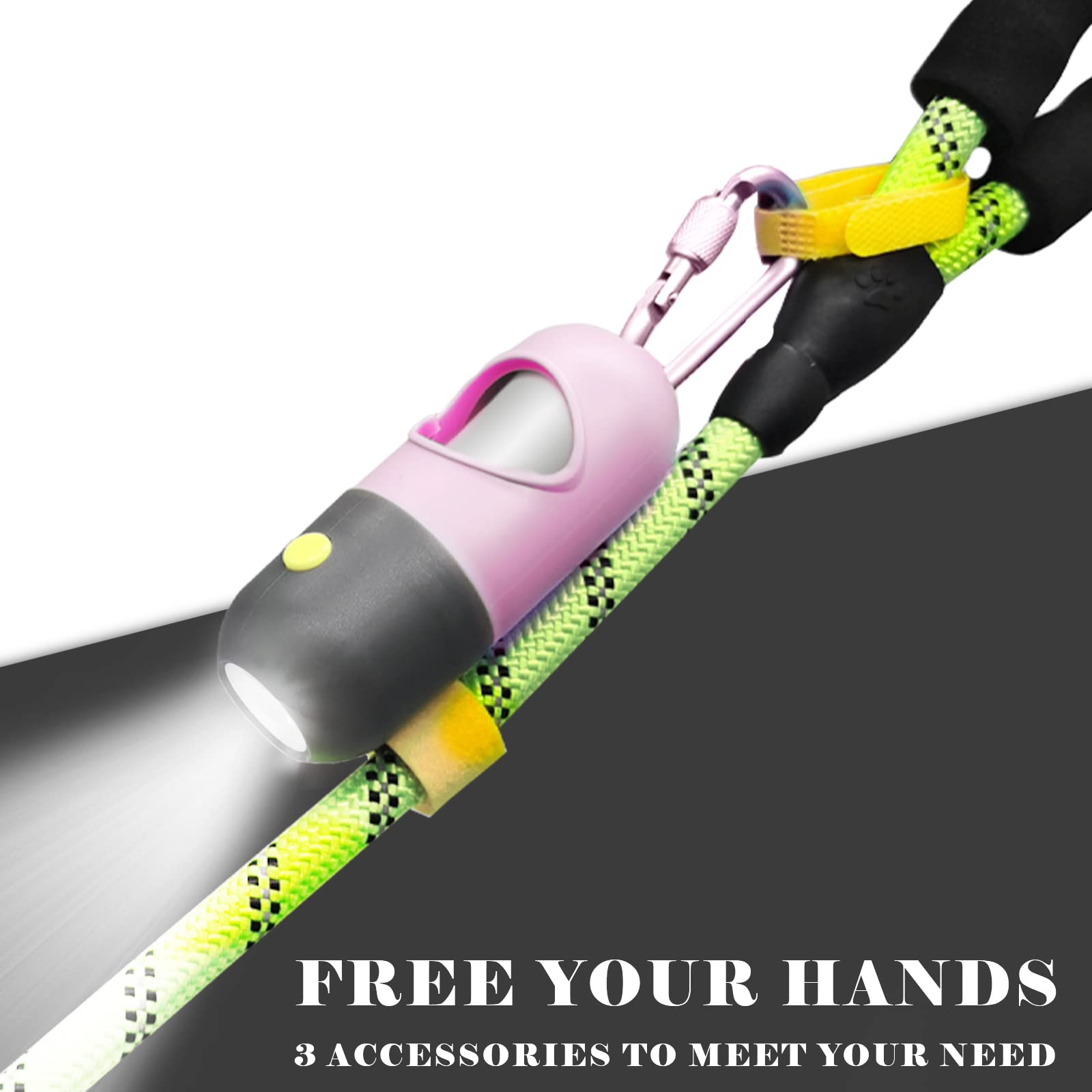 Dog Poop Bags Holder With Led Flashlight|Pet Waste Bags Dispenser For Leash|Doggie Potty Bags Container With Leak-Proof Pet Trash Bags And Accessories (1 Holder 15 Bags, Pink)