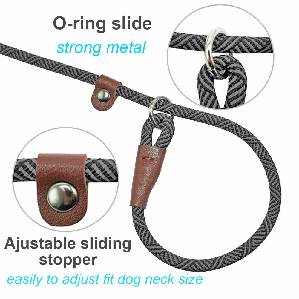 Mycicy Slip Lead Dog Leash, 1/4' X 5 Ft No Pull Control Training Leash For Small And Medium Dogs (Black)
