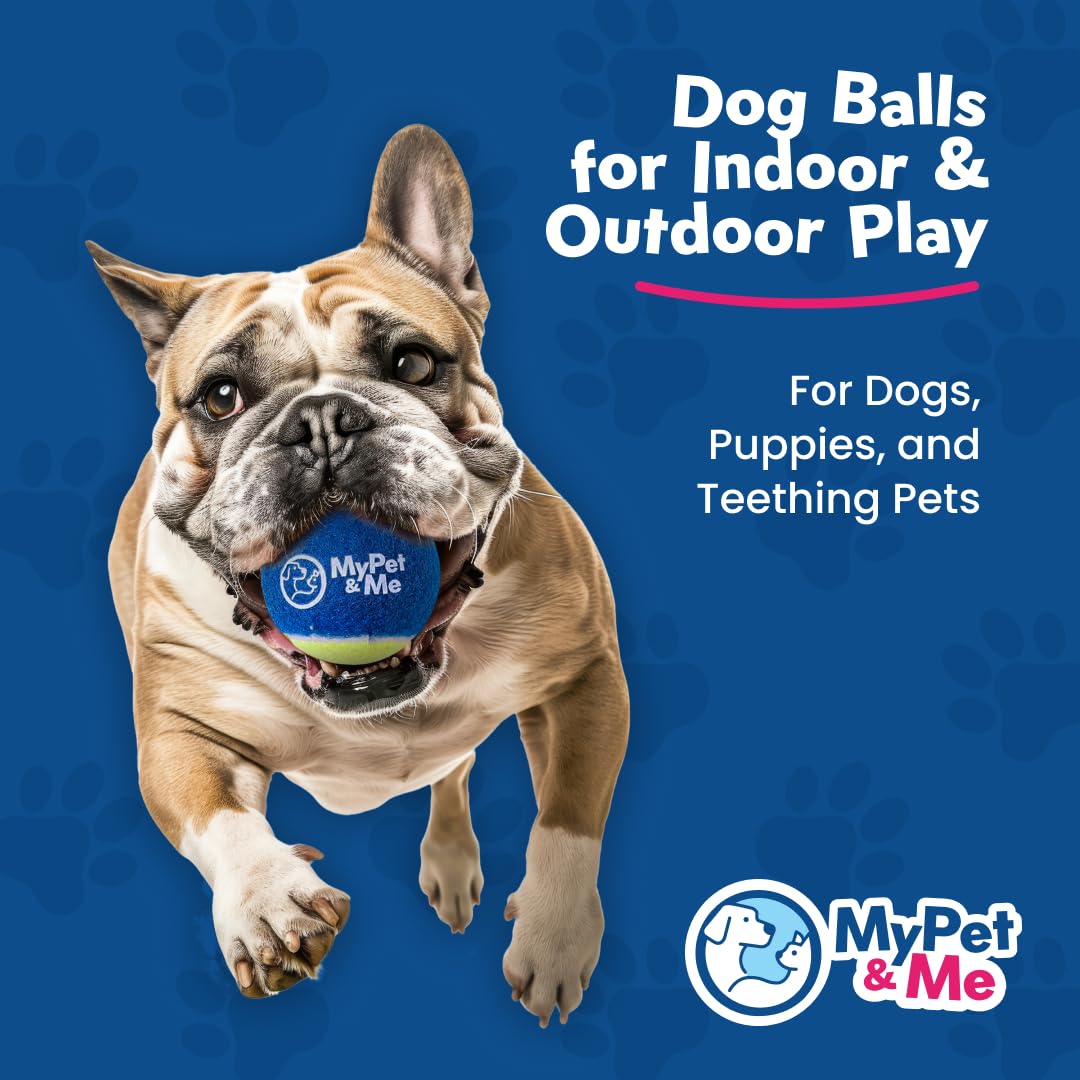 My Pet & Me - Durable Dog Tennis Balls - 2.5-Inch | Bouncy, Chew-Resistant Dog Toys For Fetch, Teething, Indoor & Outdoor Play |
