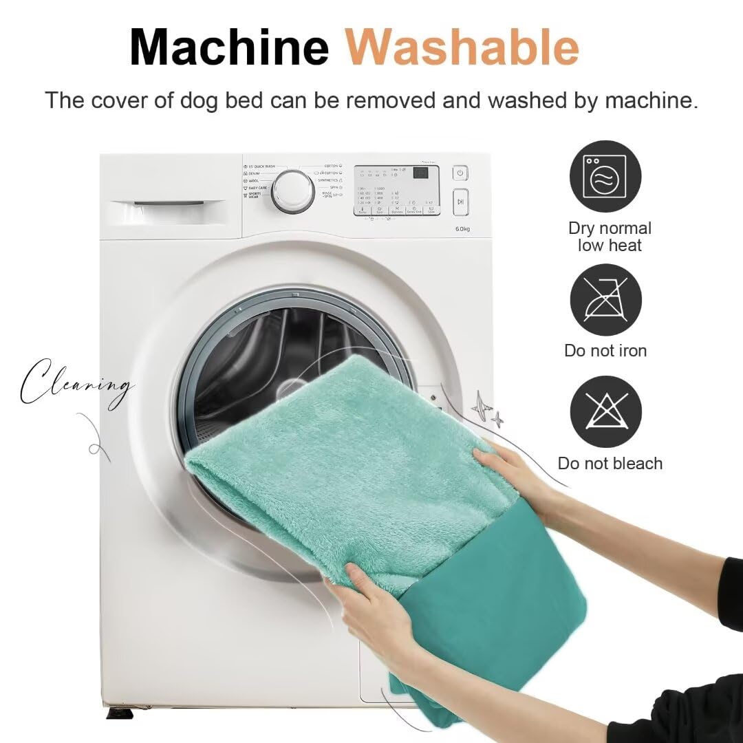 Large Dog Bed Orthopedic Washable: Beds Bolster Xl Bed Medium Large Dogs Egg Crate Foam Couch Sofa Waterproof With Removable Cover - Aqua Blue