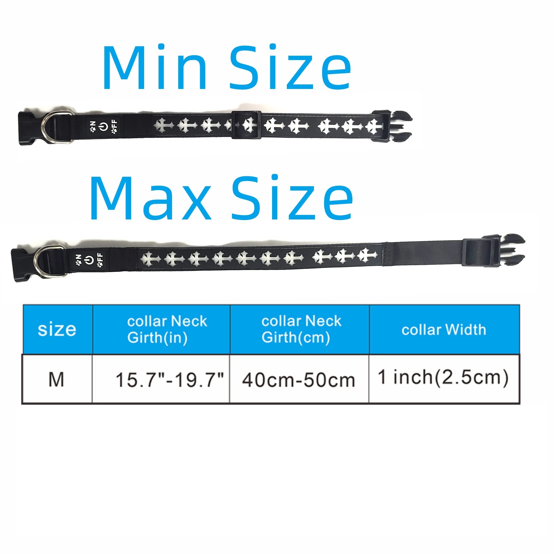 Dogled Usb-C Led Light Up Dog Collar, 3D Design Comfortable And Soft Material,Multicolored Lighting,Night Dog Collar (Cr, M(15.7