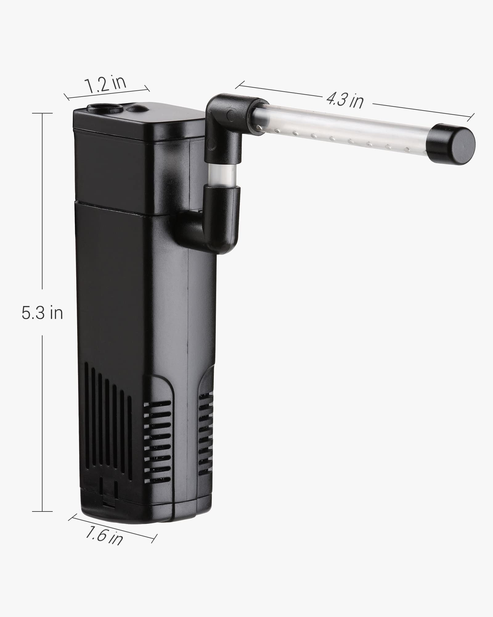 Nicrew Aquarium Internal Filter, Submersible Power Filter With Multiple Function For Fish Tanks 5-10 Gallon, 53 Gph, 5W