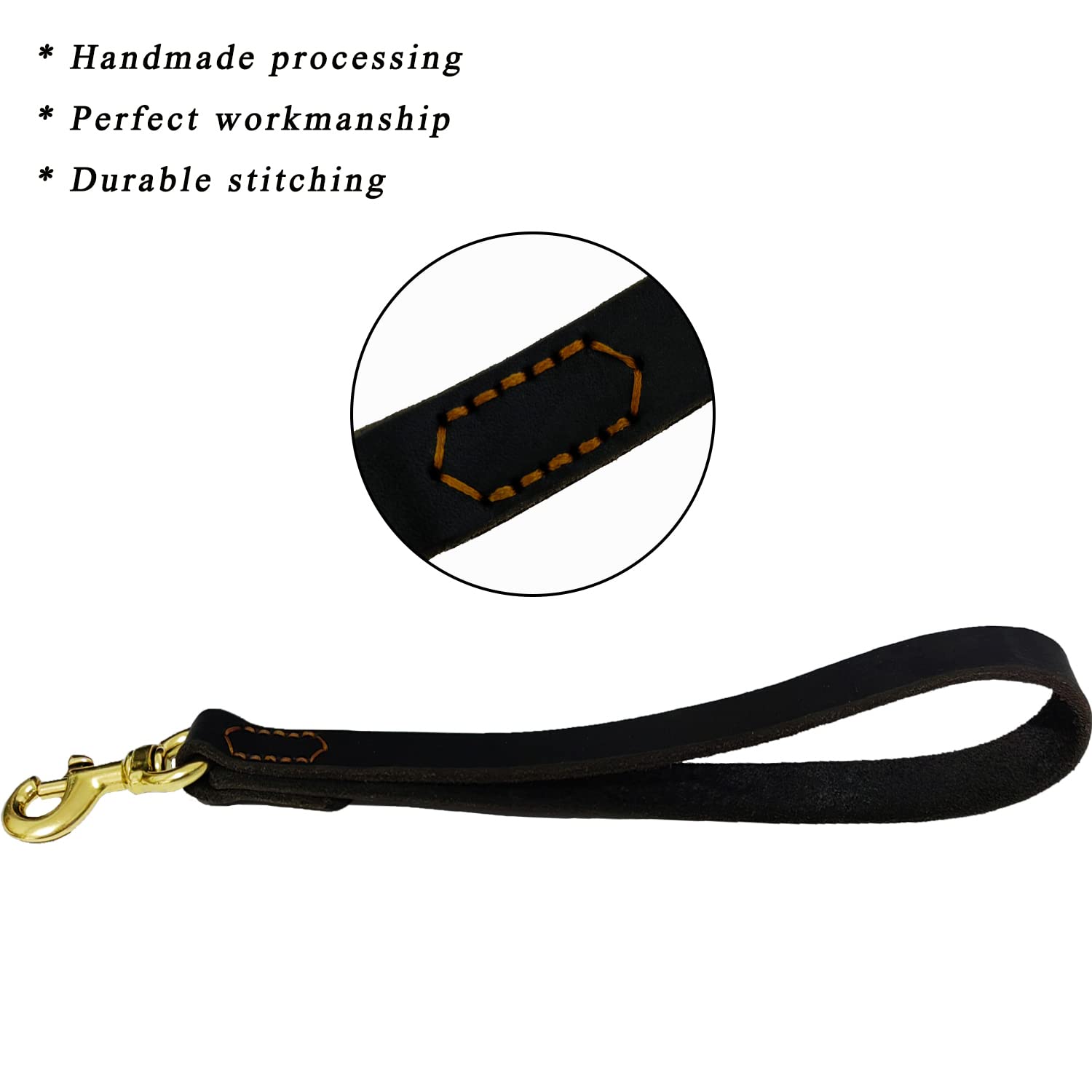 Lwbmg Leather Short Dog Leash 12 Inch Short Dog Traffic Lead Leash For Large Dogs Training And Walking Black