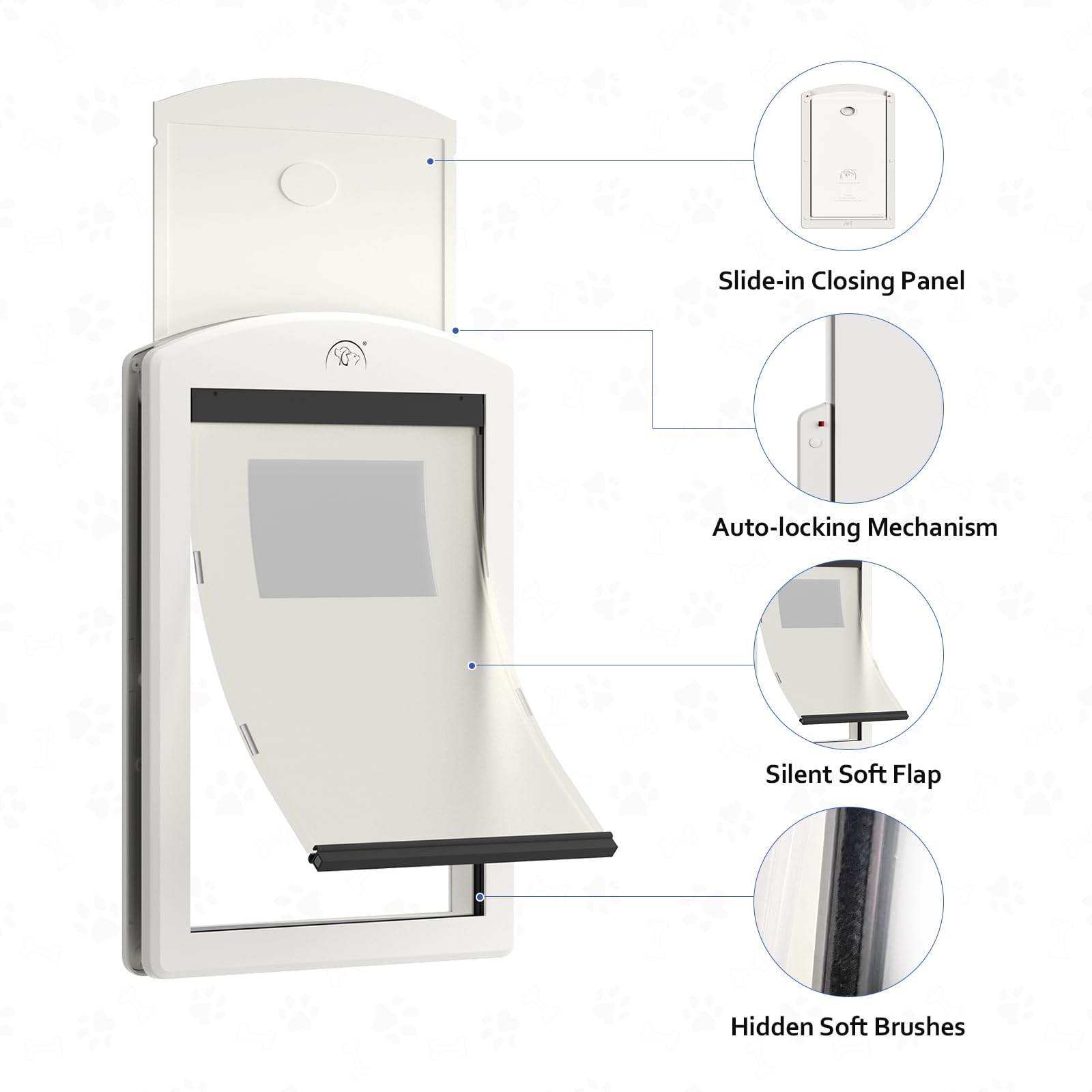 [Classicmacher] Dog Door For Large Dogs, White Frame Door For L Arge Dogs And Pets, Strong Plastic Doggy Door And Medium Pets Wi