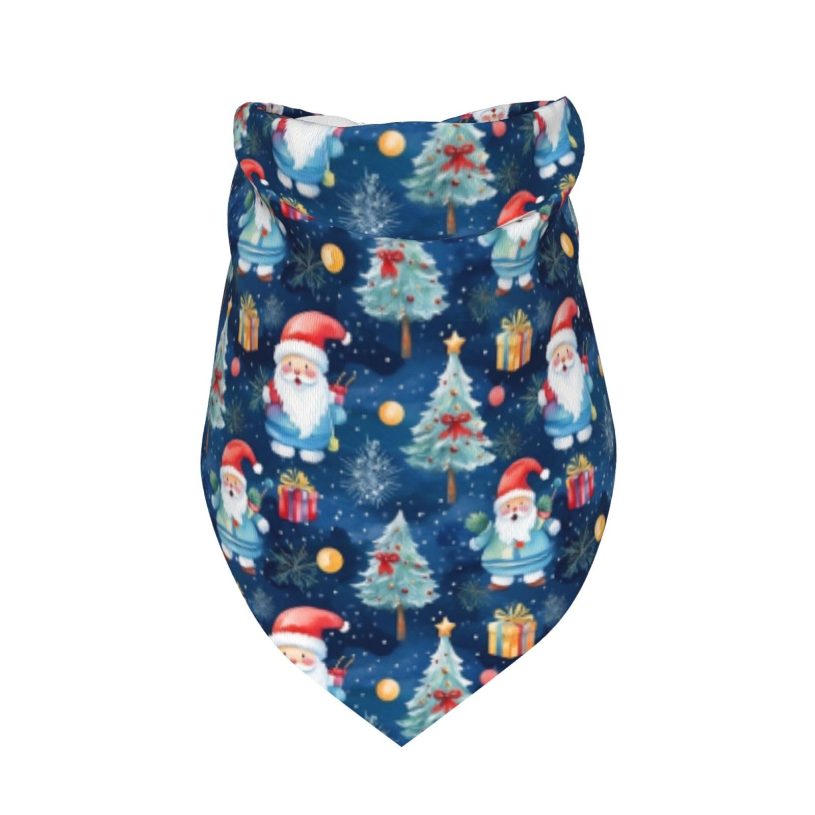 Merry Christmas Santa Claus Tree Gift Blue Dog Bandana Scarf Triangle Bibs Pet Accessories Cat Kerchief