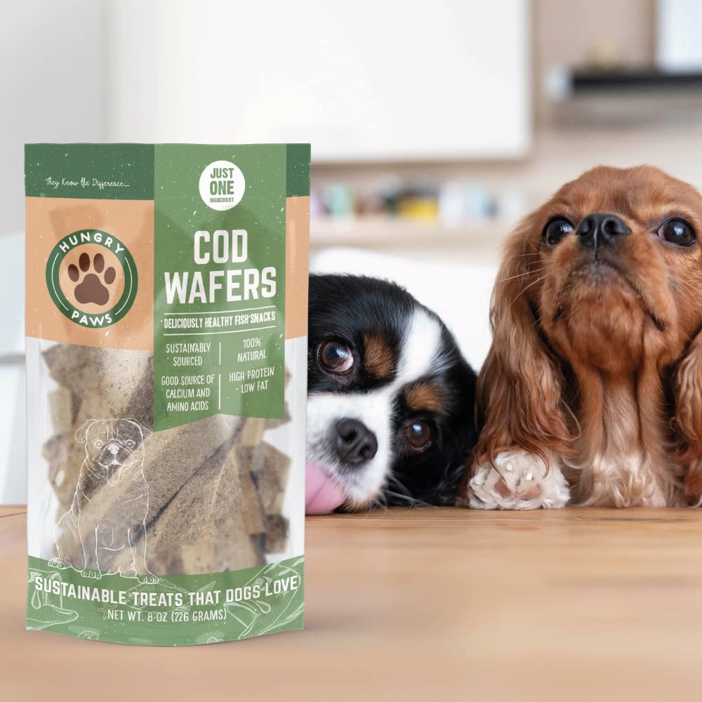Hungry Paws Cod Fish Wafer Dog Treat - Omega-3 Rich Snack, 1 Pound
