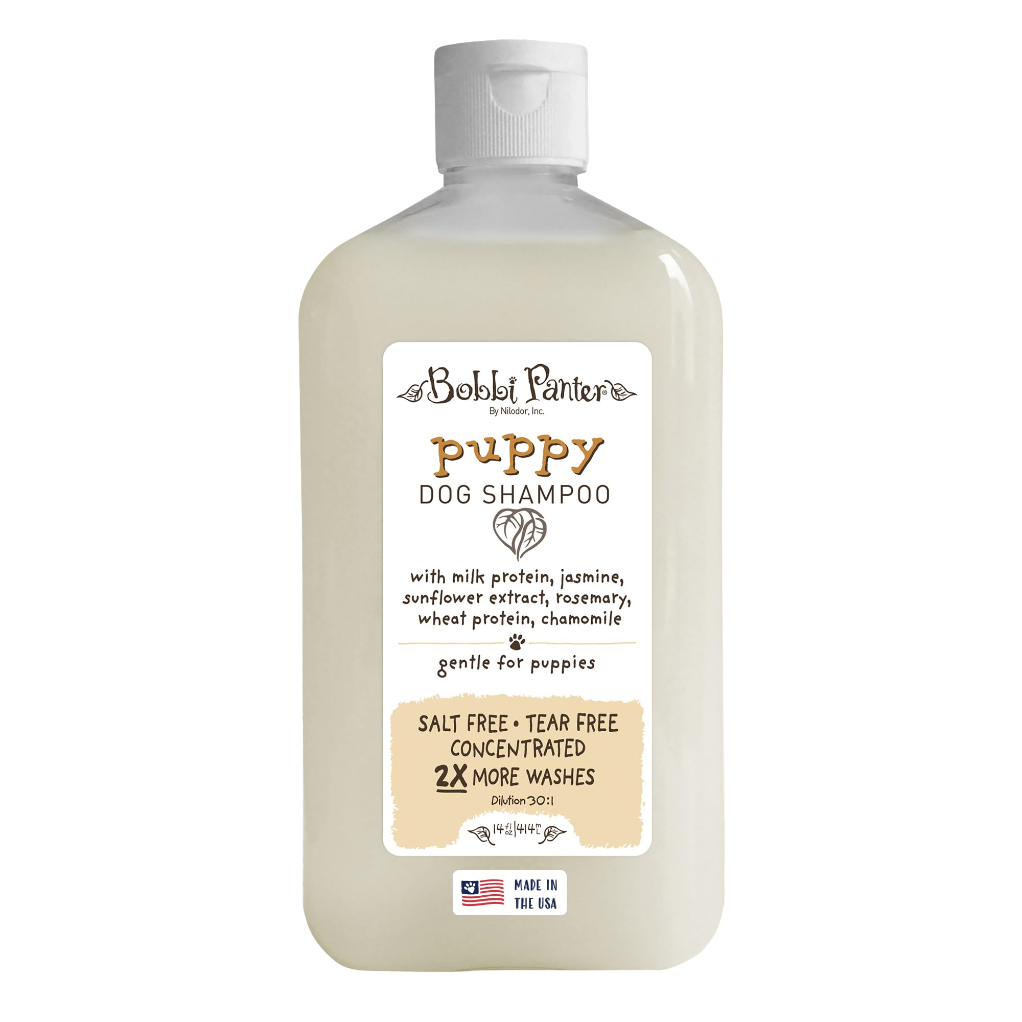 Bobbi Panter Puppy Dog Shampoo, Milk & Honey Fragrance, Nourishing & Gentle, Concentrated 30:1, 14 oz., Made in The USA