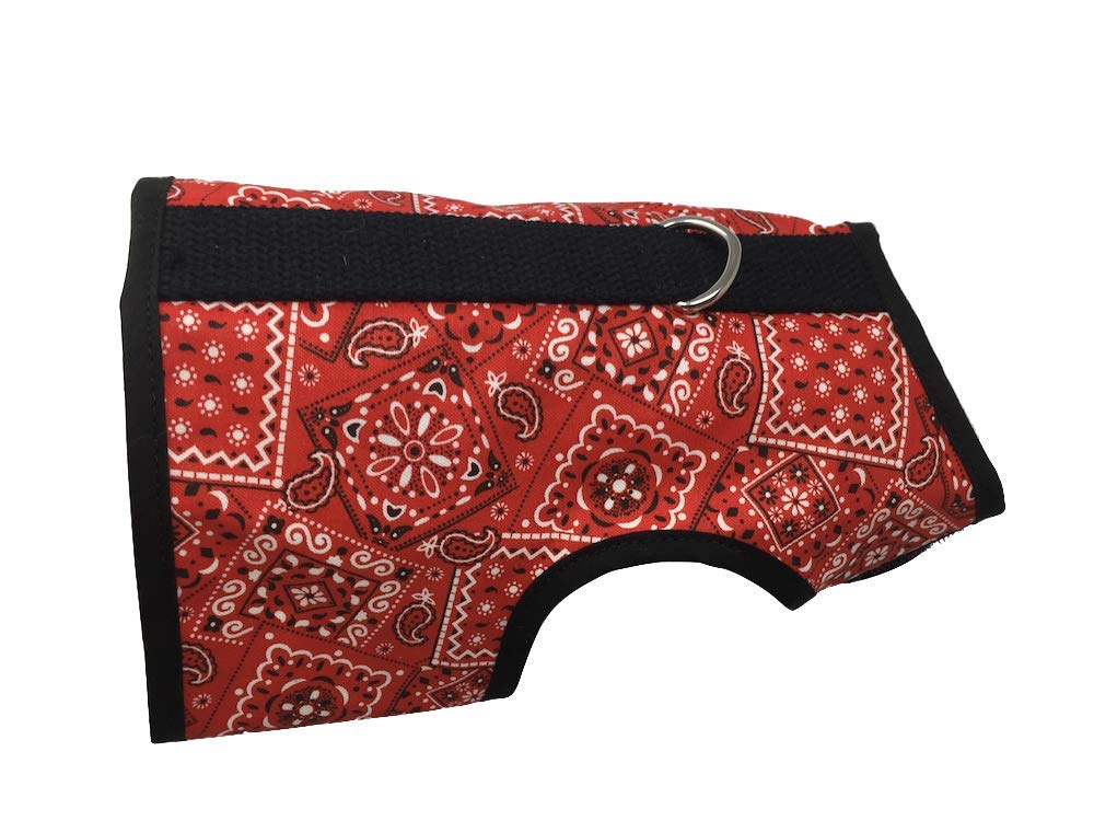 Kitty Holster Cat Harness - Cat Walking Harness, Secure & Comfortable, Ultra-Strong Hook-And-Loop, Soft Breathable Cotton, Made In Usa - Red Bandana, M/L