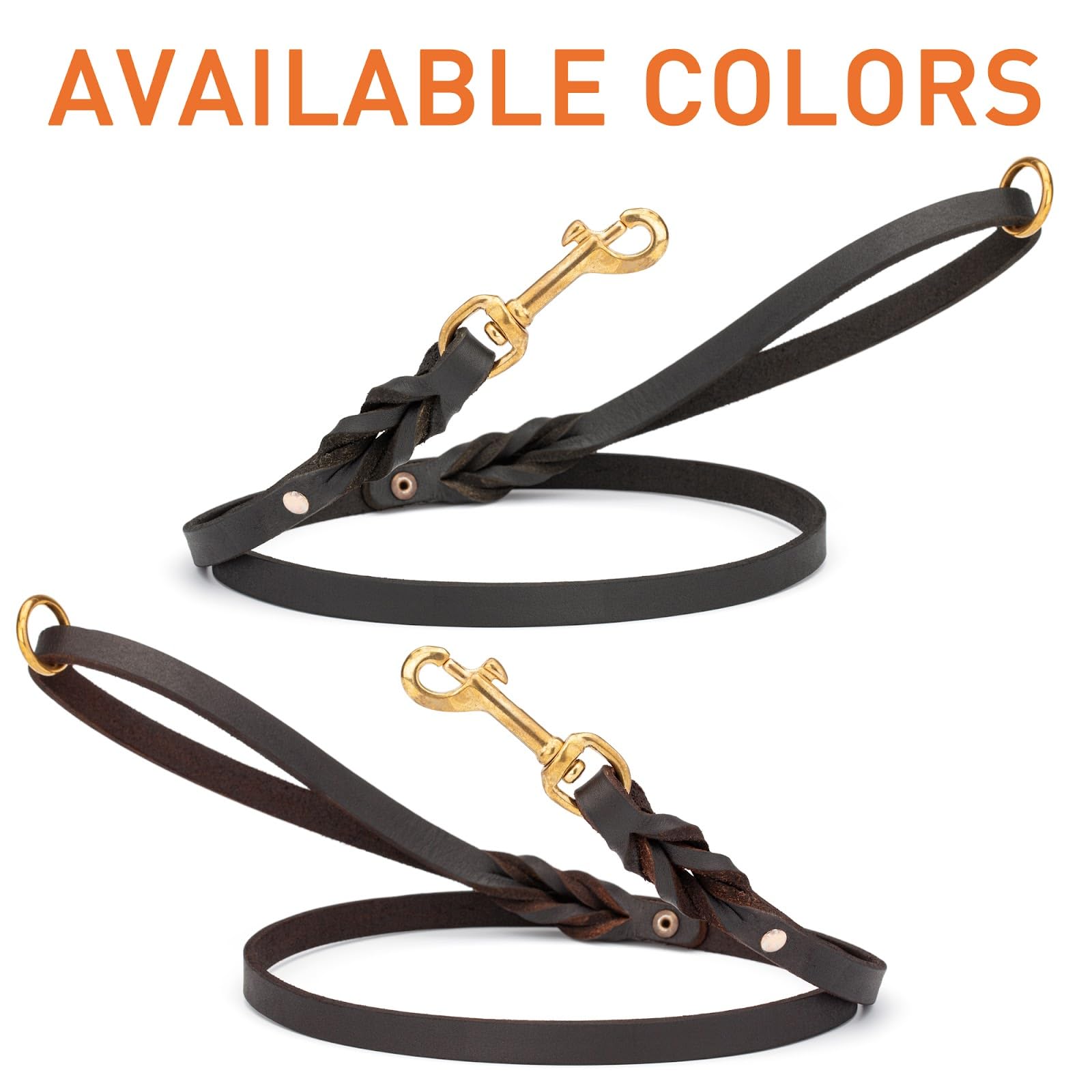 Viper Leather Dog Leash 4Ft, Dog Training Leash With Brass Hardware, Leather Leash For Dogs Large Medium Small Breeds (W 3/4 -