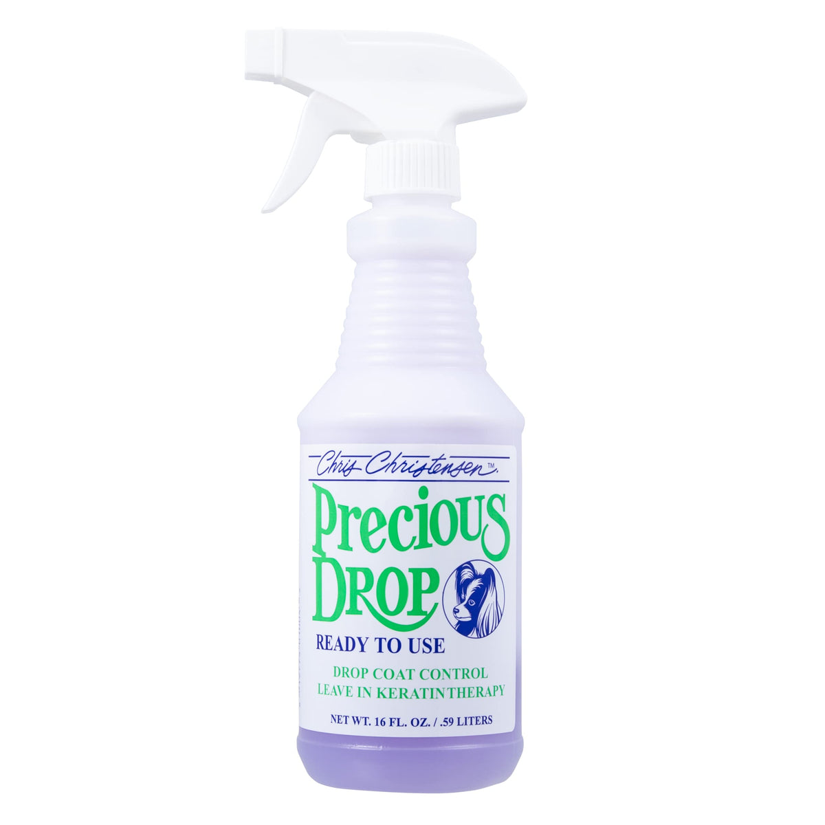 Chris Christensen Precious Drop Ready To Use Conditioner, Dog Conditioner, Groom Like A Professional, Reduces Frizz & Matting, Eliminates Breakage, All Coat Types, Made In Usa, 16 Oz