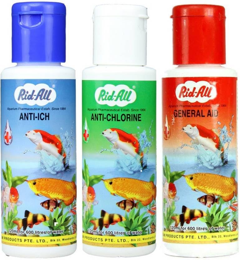 Aqua Arts Rid All Aquarium Medicine Combo | Anti-Ich, Anti-Chlorine & General Aid | 3-In-1 Fish Tank Water Purifier & Treatment 