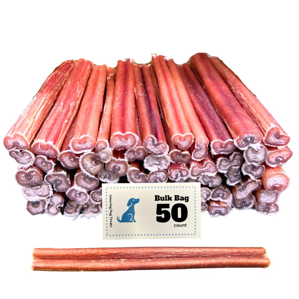 Amazing Dog Treats - 6 Inch Medium Size Bully Sticks (50 Count) - Bulk Bully Sticks for Dogs - No Hide Bully Stick Dog Bones