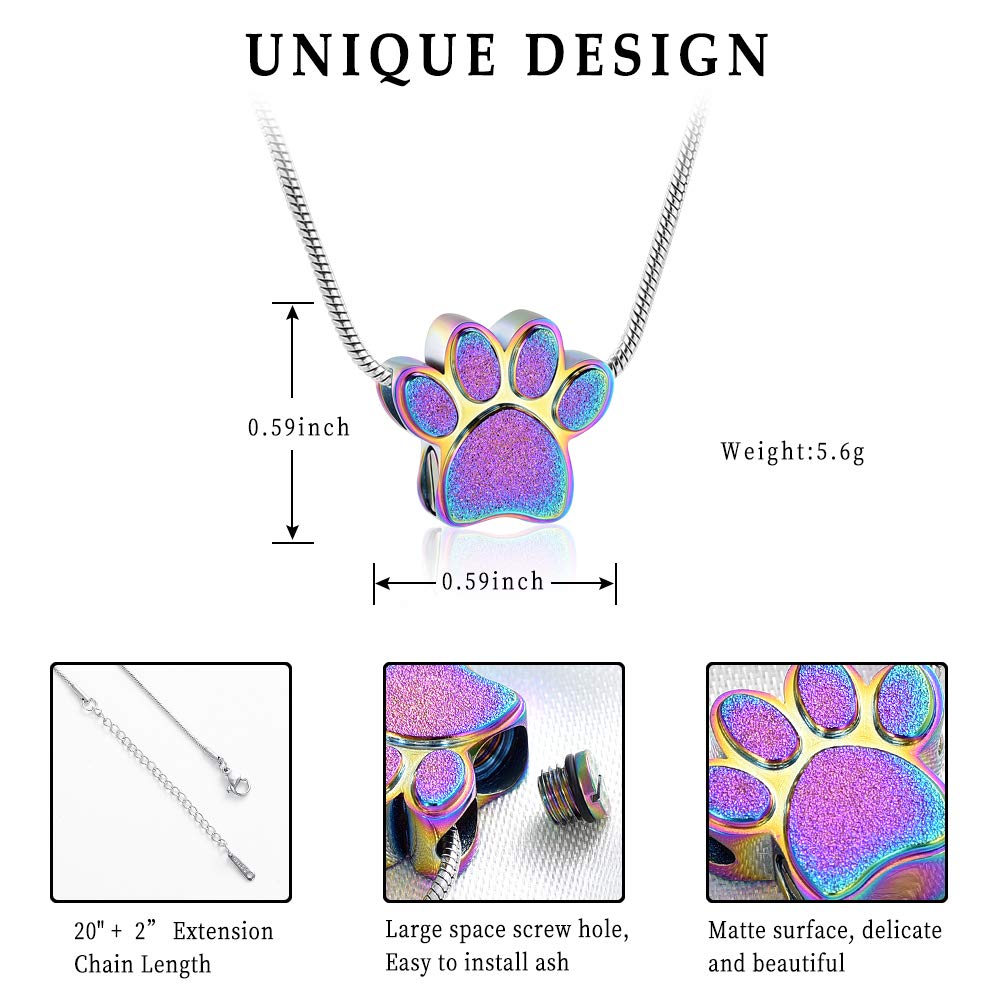 Zeqingjw Pet Cremation Jewelry For Ashes Pendant Paw Print Pet Heart Urn Necklace Memorial Keepsake Jewelry For Pet/Dog'S/Cat'S