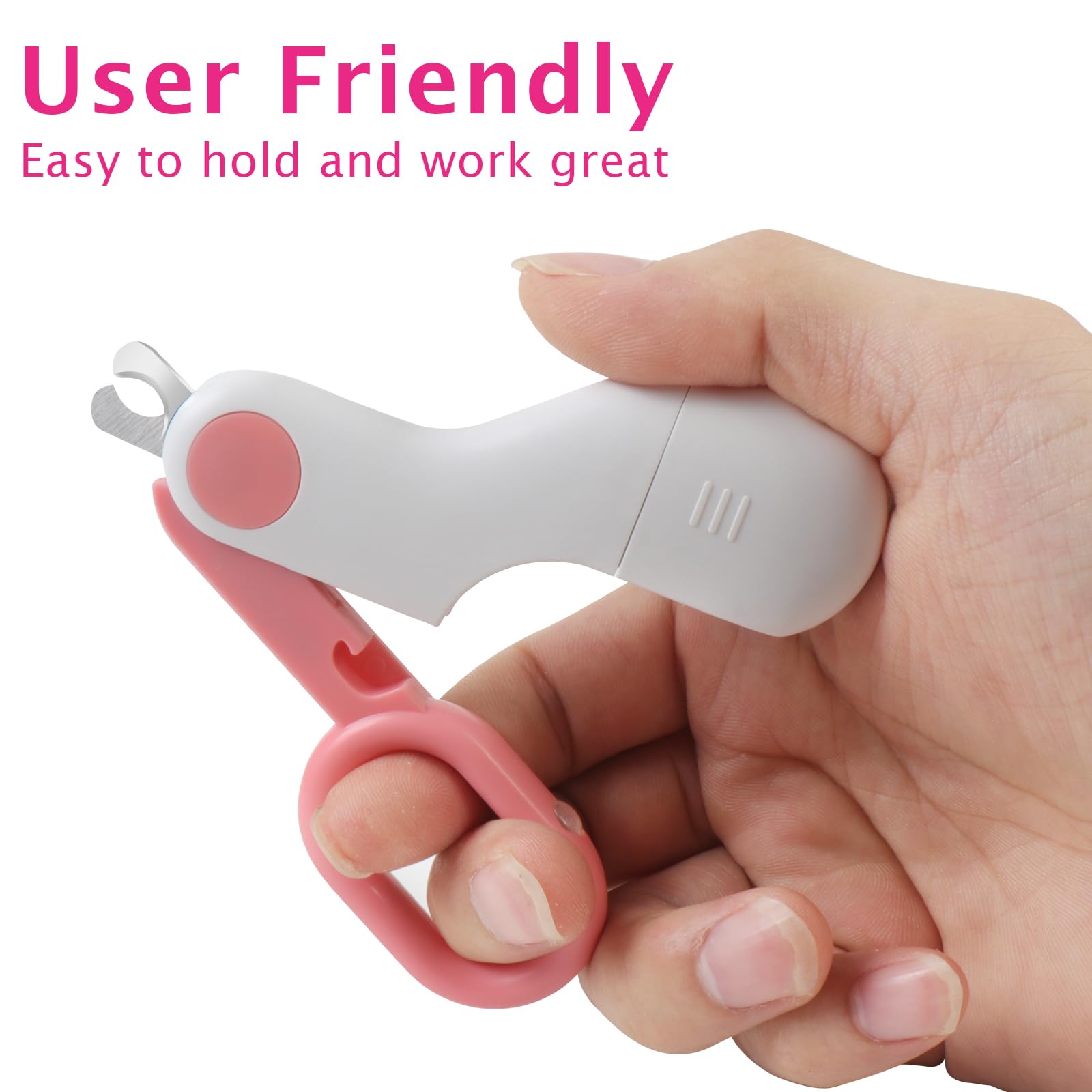 GuLuPets Pink Small Animal Nail Clippers with LED Lights - Professional Claw Trimmer for Dogs, Cats, Bunnies, and More (0.08 lbs)