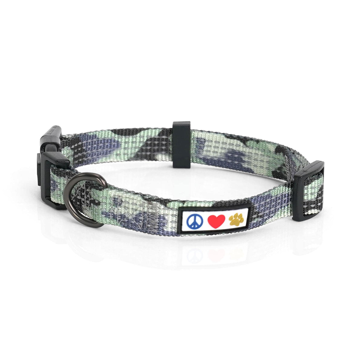 Pawtitas Reflective Dog Collar With Stitching Reflective Thread | Reflective Dog Collar With Buckle Adjustable And Better Training Great Collar For Small Dogs - Grey Camo Collar