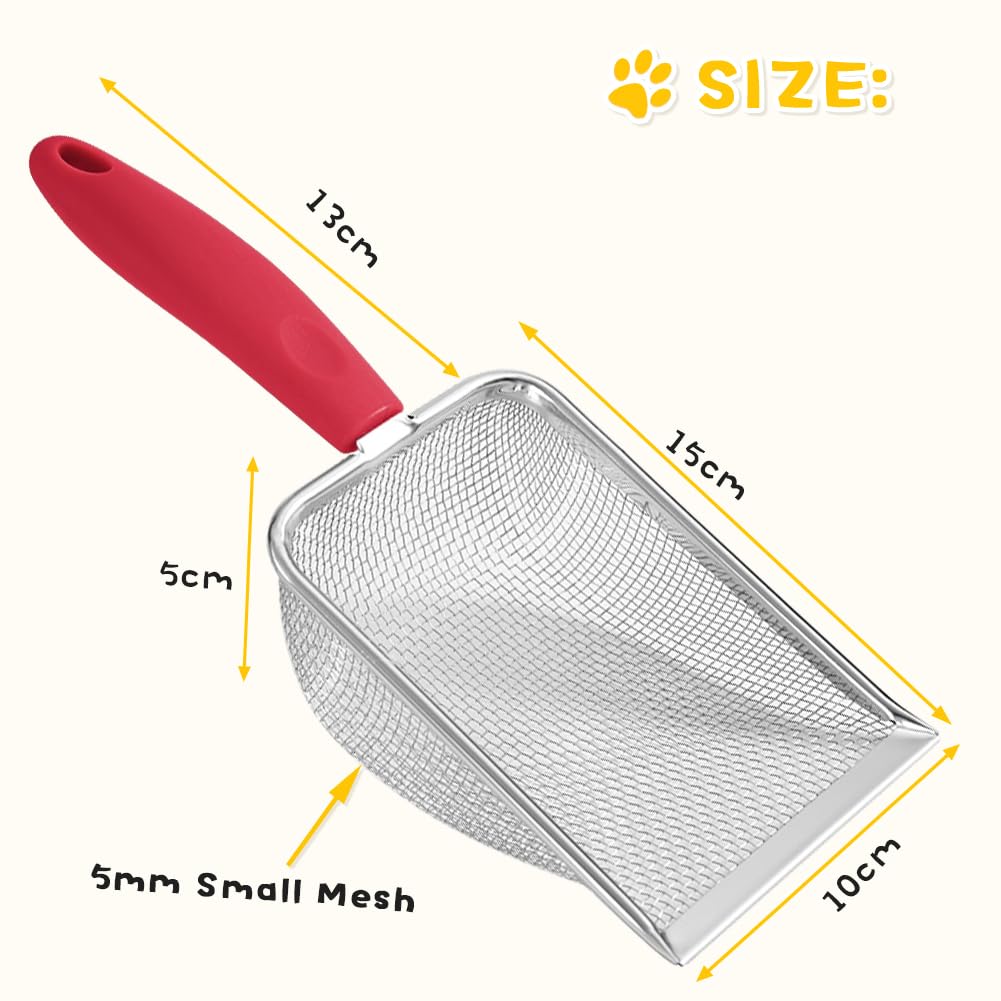 Umuaccan Cat Litter Scoop,Sturdy Litter Cleaner Corner Shovel,Stainless Steel Mesh Litter Shovel,Easy To Clean Reptile Terrarium