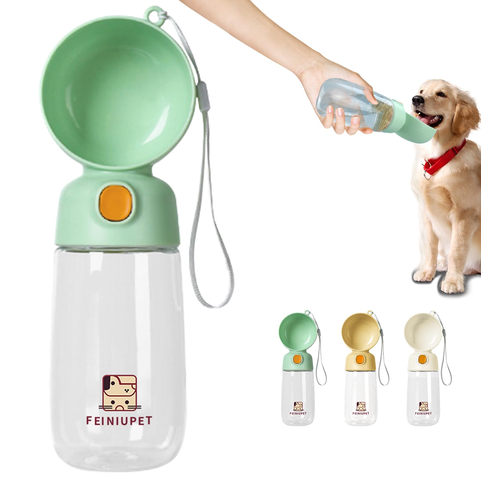 Portable Dog Water Bottle, Large-Capacity Travel Water Dispenser For Cats And Small Dogs - Green