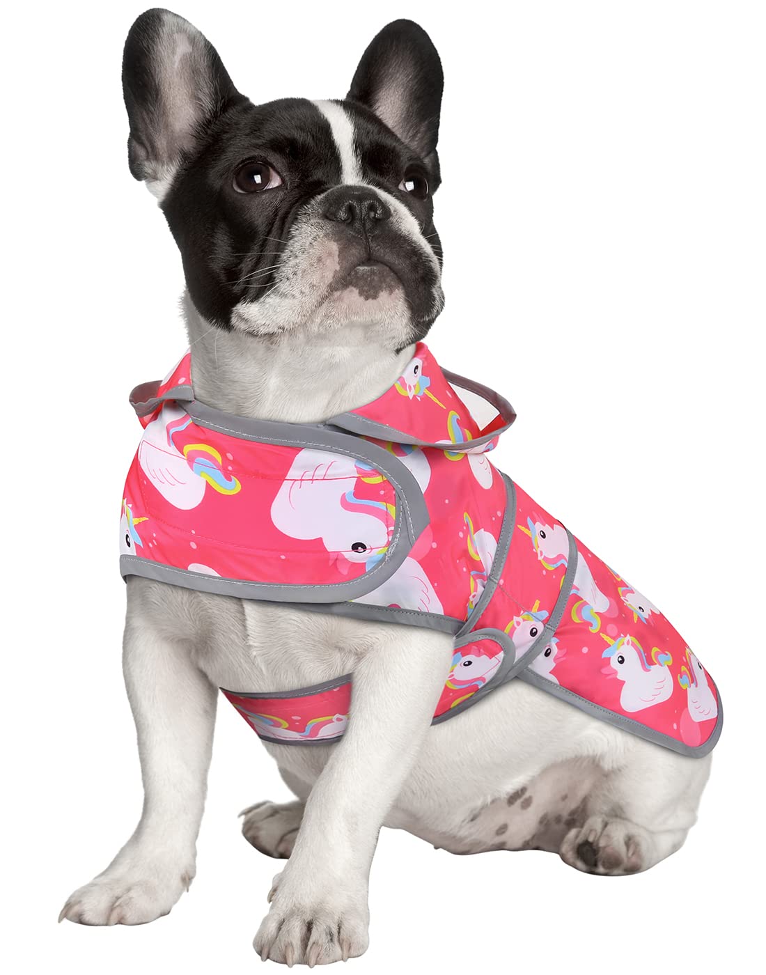 Hde Dog Raincoat With Clear Hood Rain Jacket Poncho For Small Medium Large Dogs Unicorn Ducks Pink - M