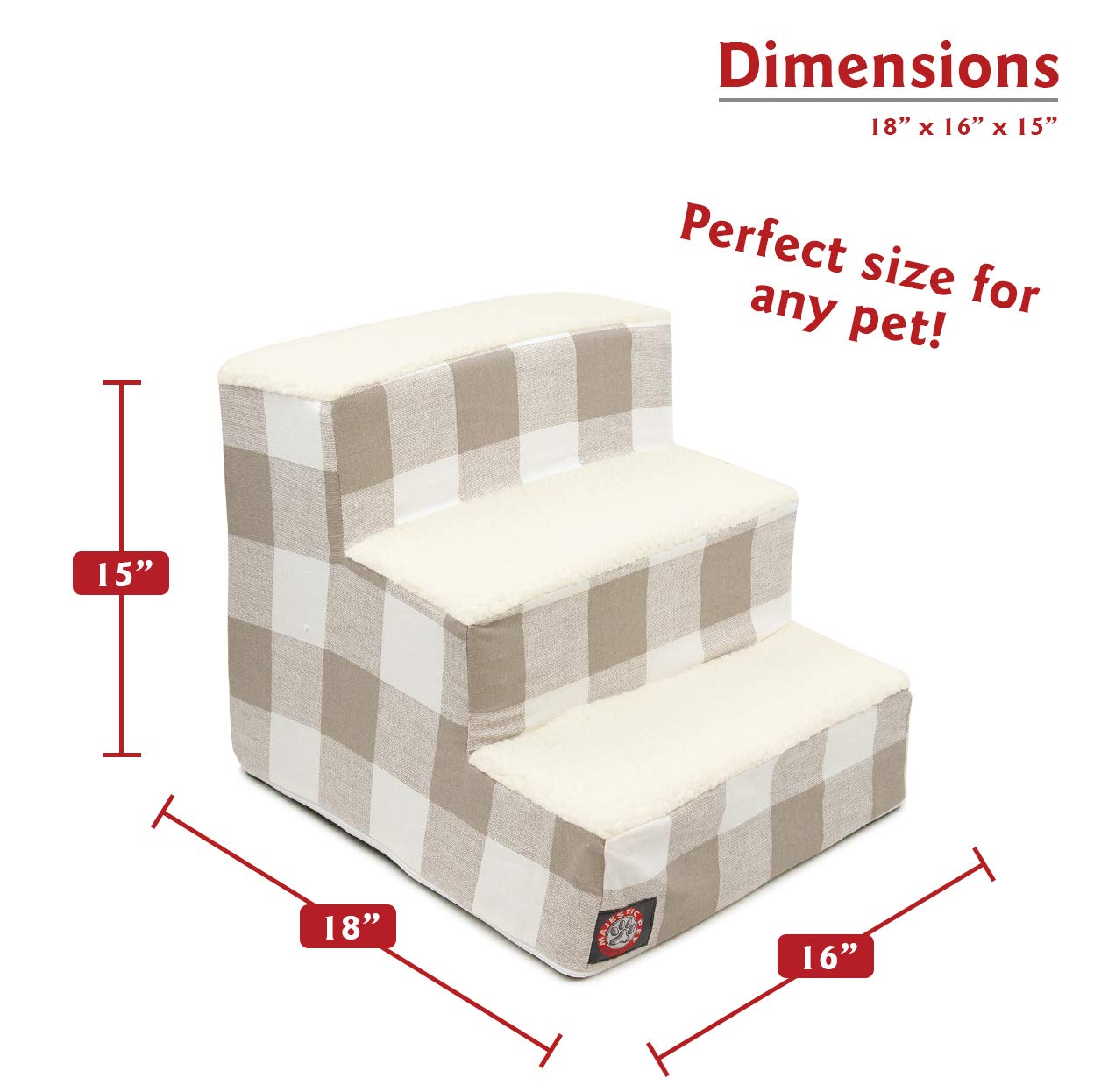 Majestic Pet Anderson Check Portable Lightweight Pet Stairs Step for Cats and Dogs Removable Cover