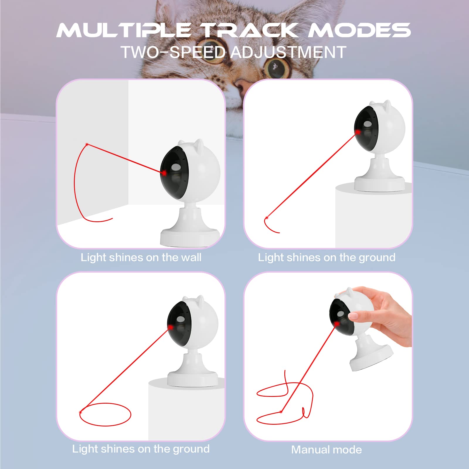 Aaa Amusang Interactive Cat Toys For Indoor Cats, Cat Laser Toy Automatic For Bored Cats, Dual Mode, Auto On/Off, Adjustable Ran