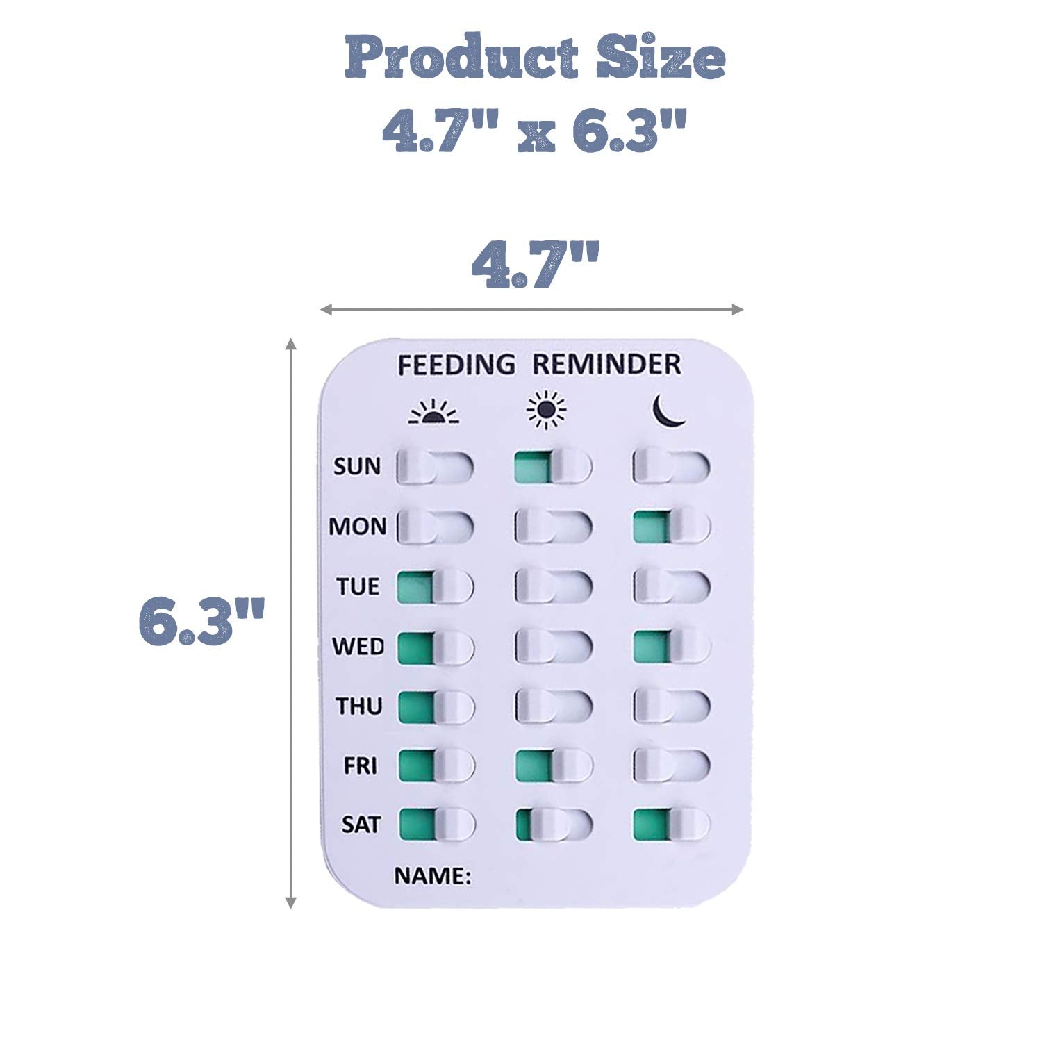 RBD Health Dog Feeding Reminder, Magnetic OR Double Sided Adhesive Application, Reminder with Weekdays AM/PM Indicators to Track