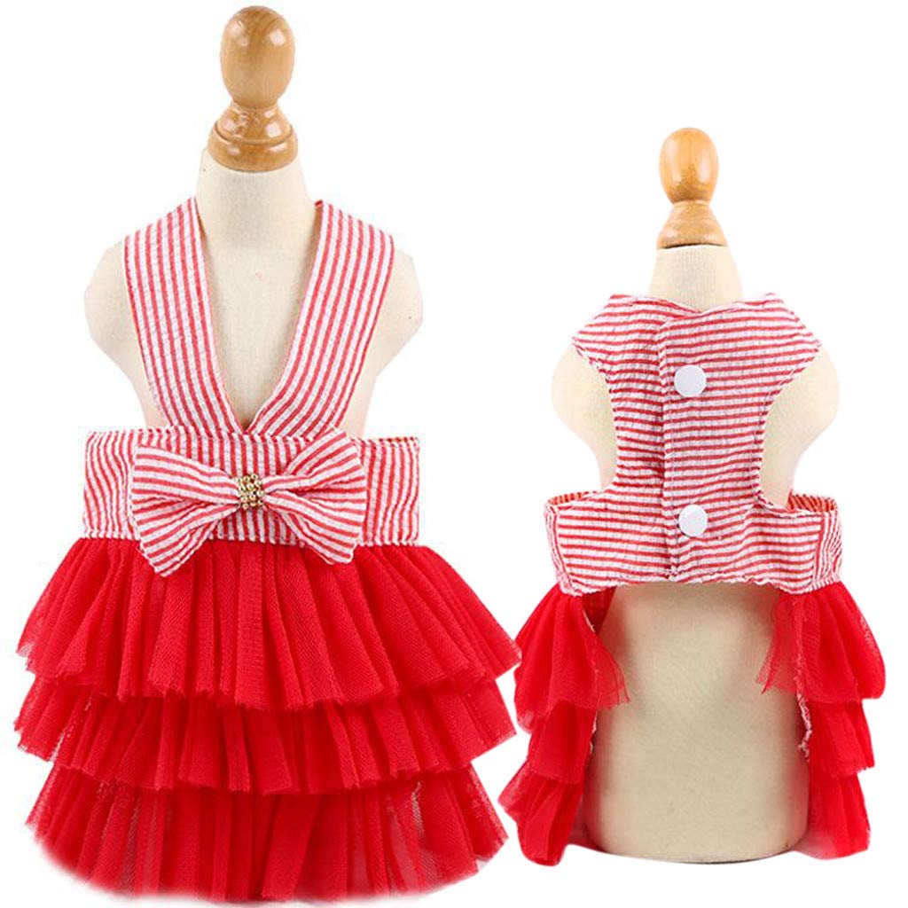 Clopon Small Dog Dresses For Small Dogs Tutu Yorkie Dresses For Girl Pink Summer Birthday Costumes L