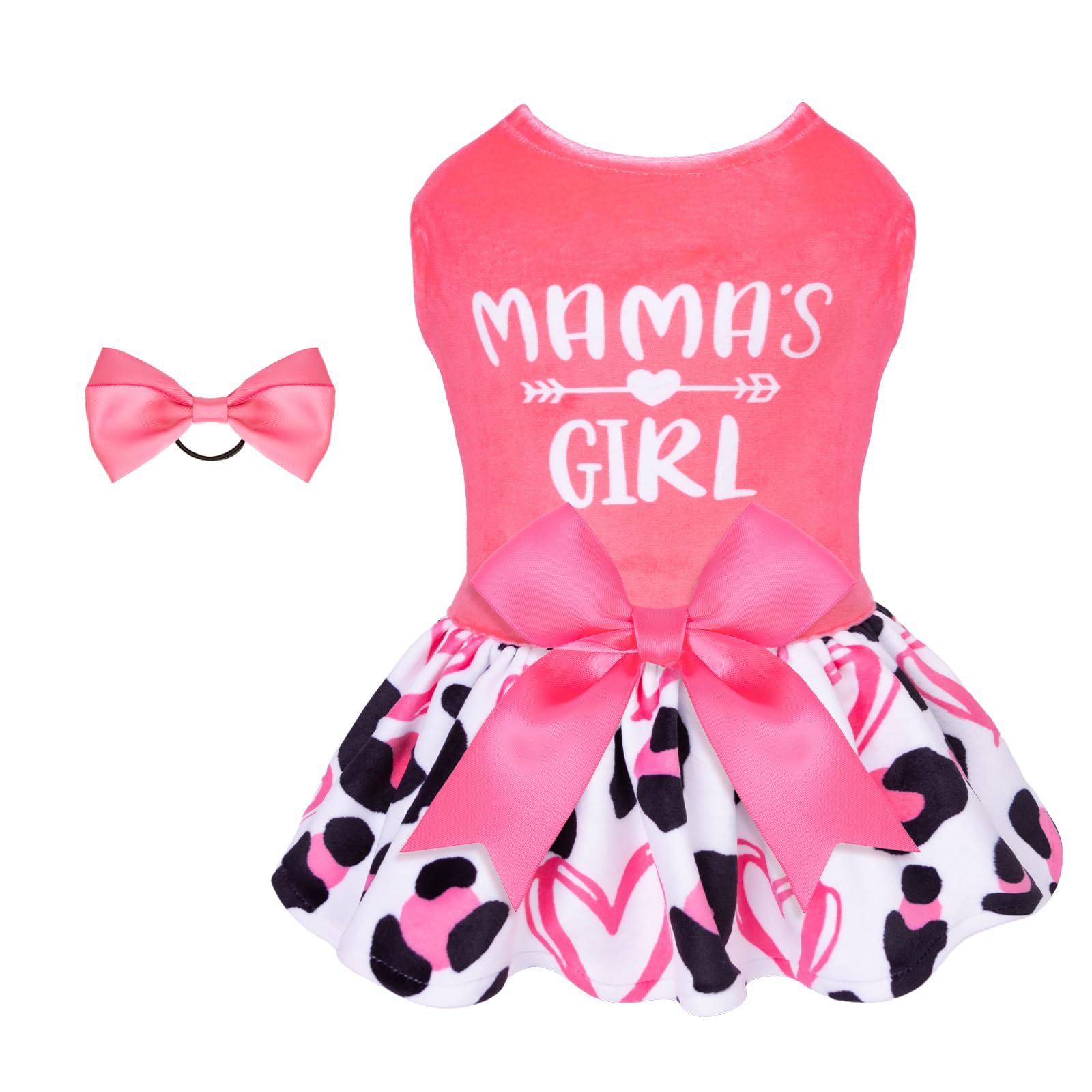 Cutebone Dog Dresses Velvet Mama'S Girl Small Dogs Clothes Onesie Pet Apparel Girl Puppy Skirt With Bow Hair Rope Cva40M-D
