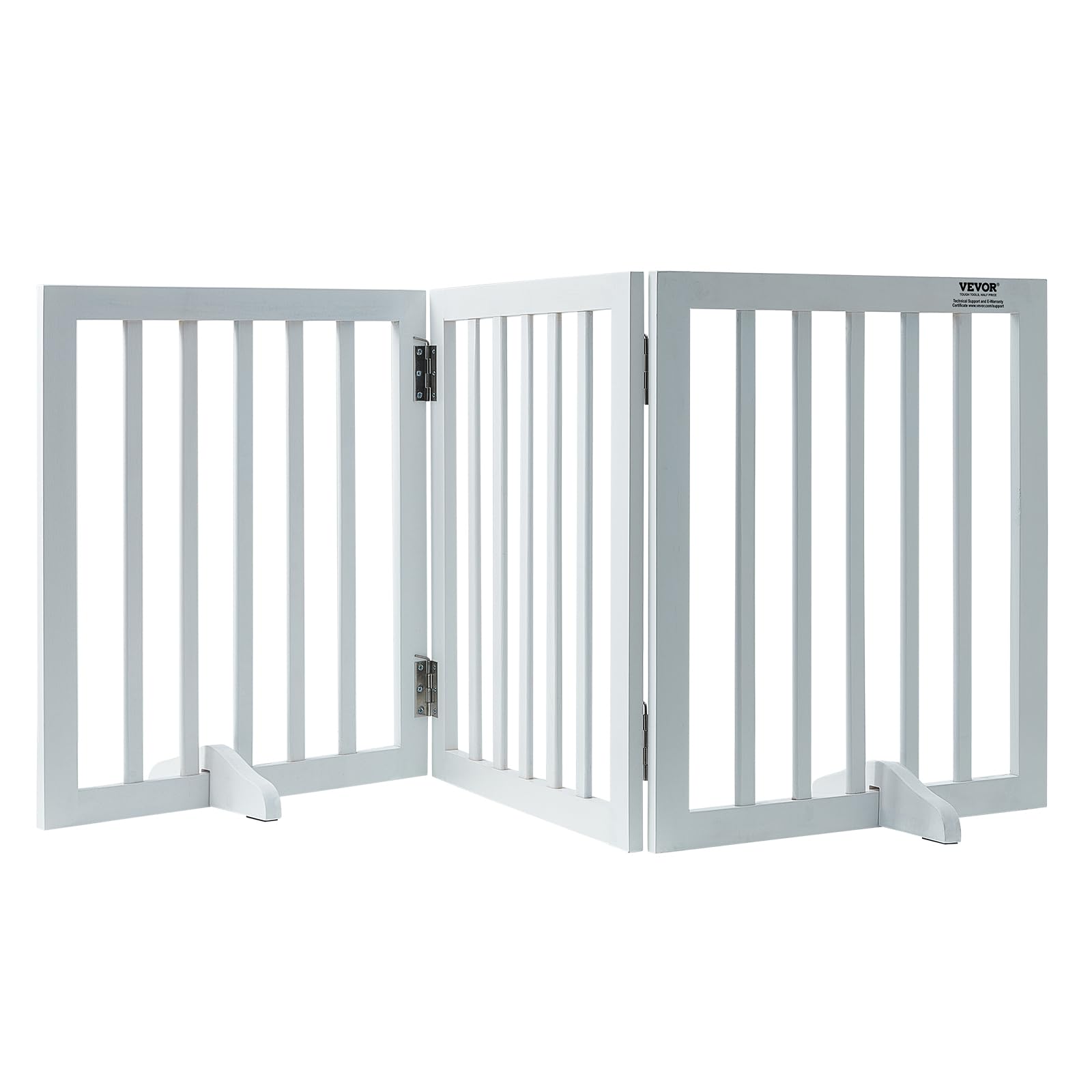 VEVOR Freestanding Dog Gate, Wooden Free Standing Pet Gate 60 W x 24 H,4 Panels Foldable Dog Gate for Wide & Narrow Passageways,