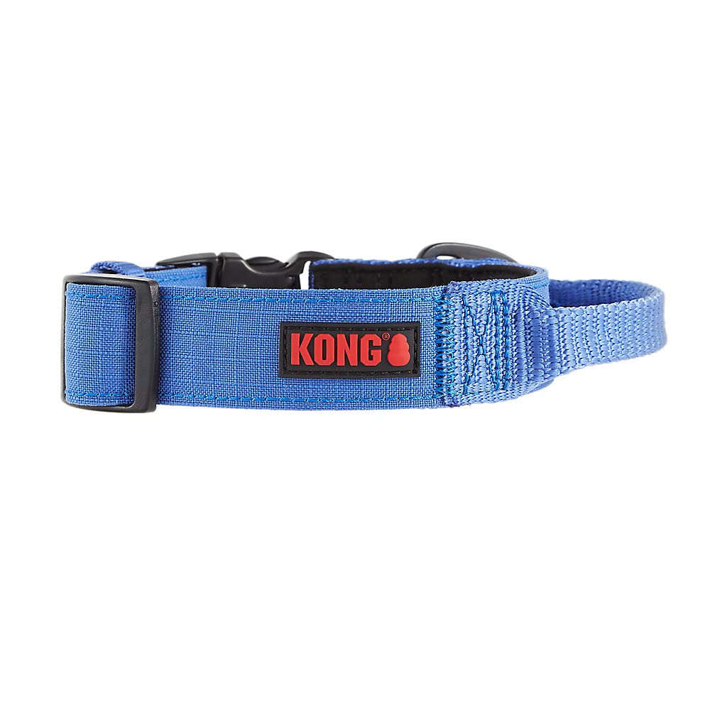 Kong Ultra Durable Padded Comfort Handle Dog Collar (Large, Blue)