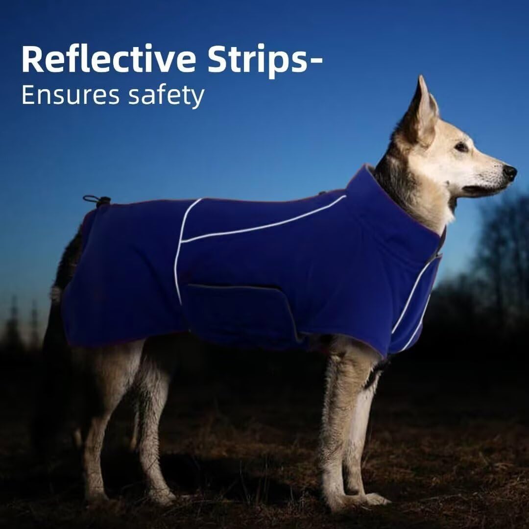 Migohi Dog Winter Jacket - Waterproof, 4Xl, Blue - Great Dane, Mastiff - Snow Coat For Large Boys & Girls - Hiking & Camping