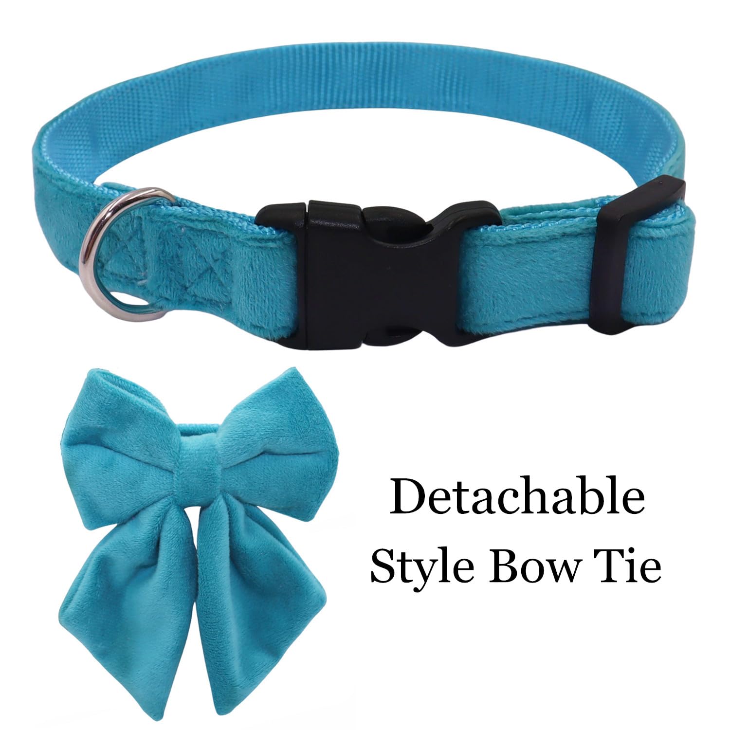 Thain Velvet Dog Collar With Style Bow Tie, Quick Release Plastic Buckle Adjustable Dog Collars For Small Medium Large Dogs Pets