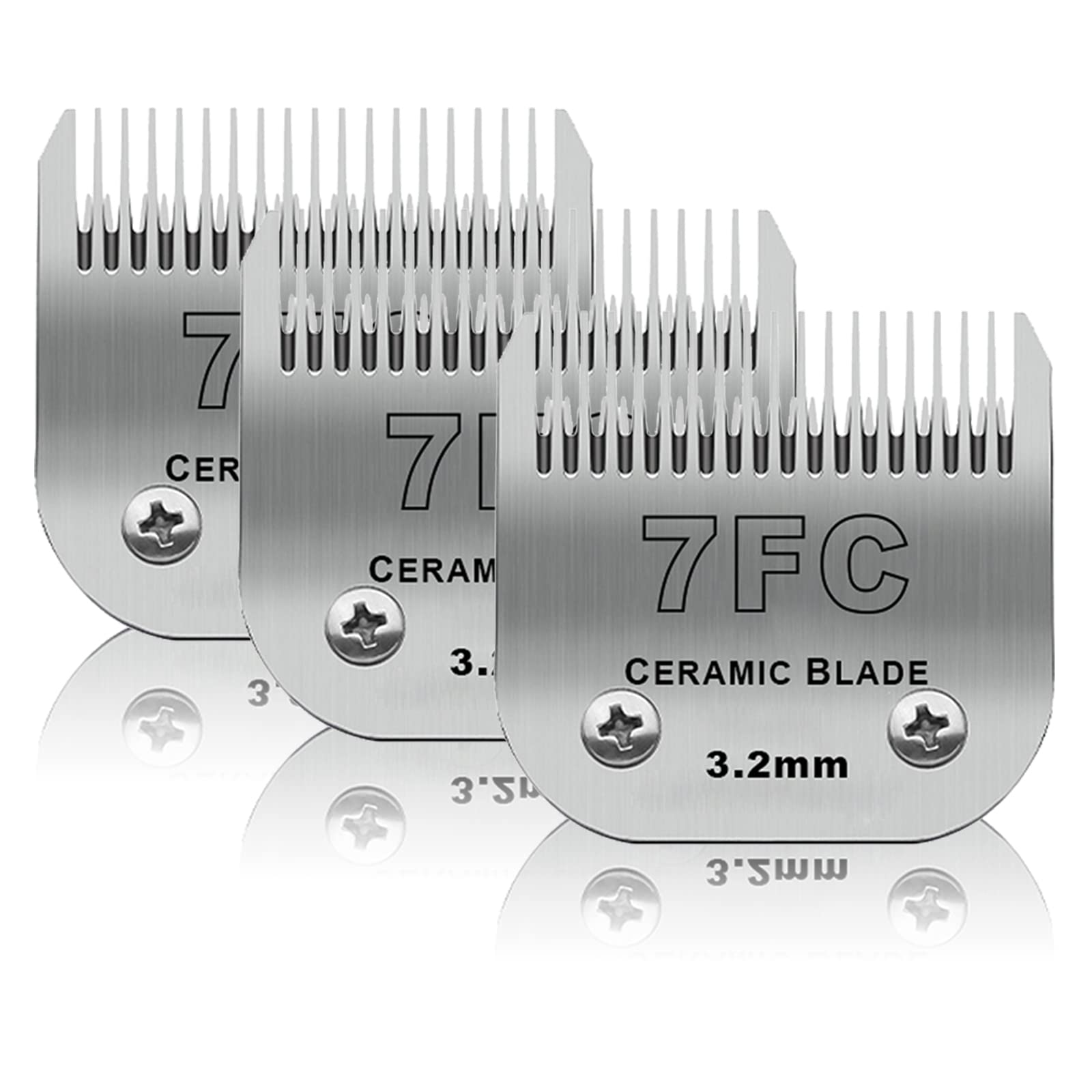 Dodaer 3 Pack 7Fc Detachable Pet Dog Grooming Ceramic Blades,Compatible With Andis,Oster A5,Wahl Km-10 Series,Size 7Fc Blade 1/8