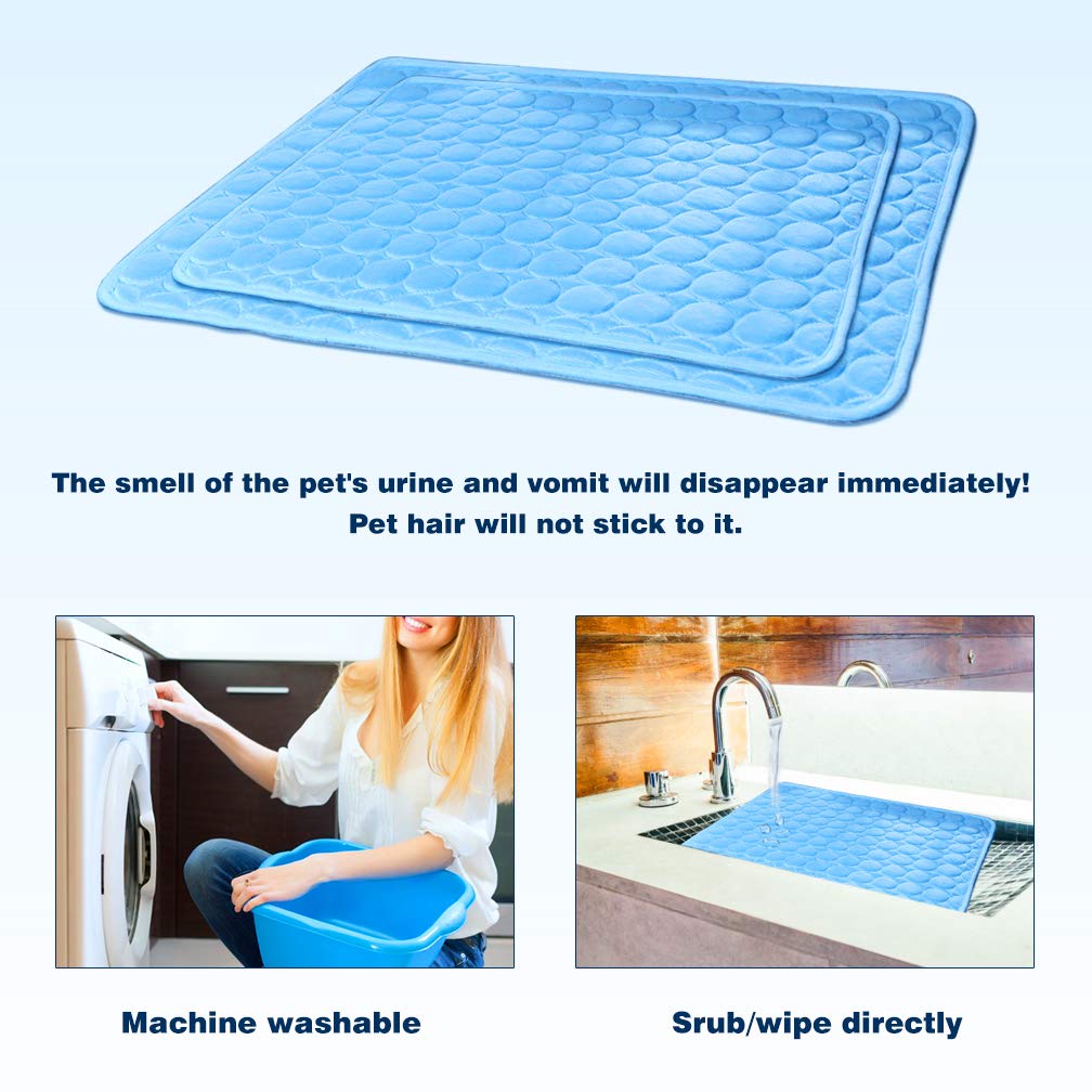 Meilimiyu Washable Dog Cooling Mat Ice Silk Cooling Mat For Dogs Pet Self Cooling Pad Blanket Dog Cooling Pad For Indoor & Outdoor Car Seats (Blue, 59X39 In)