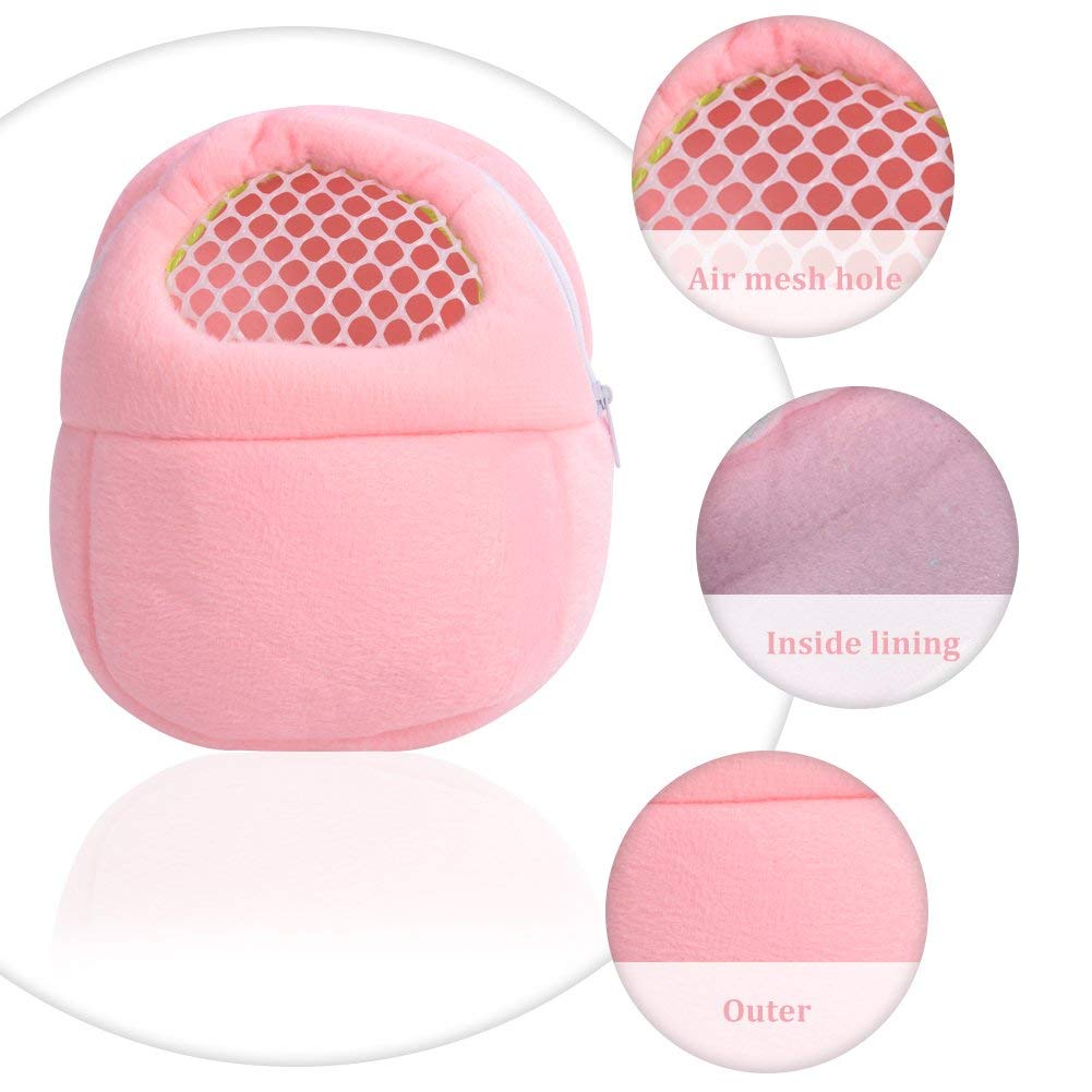 1 Pcs Portable White Mesh African Hedgehog Hamster Breathable Pet Dog Carrier Bags Handbags Puppy Cat Travel Backpack (M, White Mesh - Pink, 18 X 22Cm/7 X9 Inch)