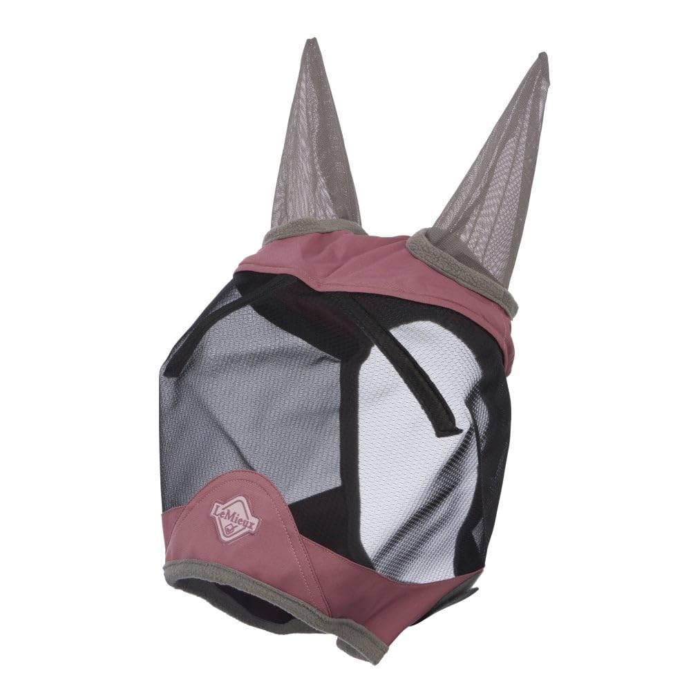 LeMieux Horse Visor-Tek Half Fly Mask with Soft Bamboo Lining - UV Protective & Breathable Mesh - Peony - X-Large