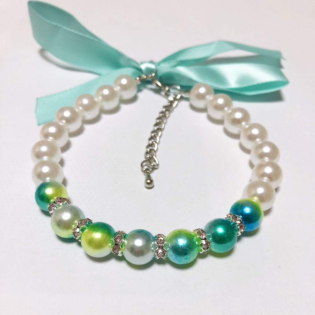 Petfavorites Ombre Pearls Dog Necklace Jewelry For Small Dogs Puppy - Bling Rhinestones Cat Wedding Collar - Chihuahua Yorkie Gi