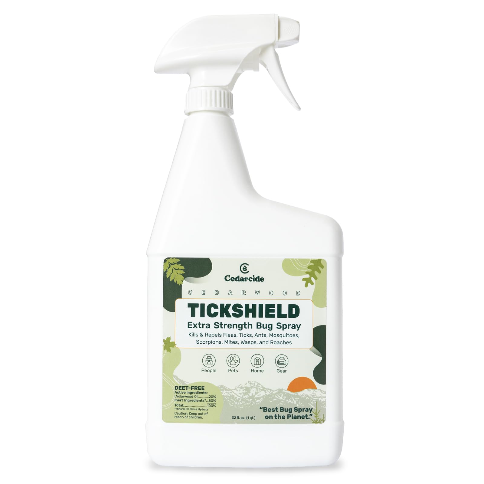 Cedarcide Extra- Strength Tickshield | Deep Woods Cedar Oil Tick & Mosquito Repellent Spray Kills & Repels Ticks, Fleas, Chigger