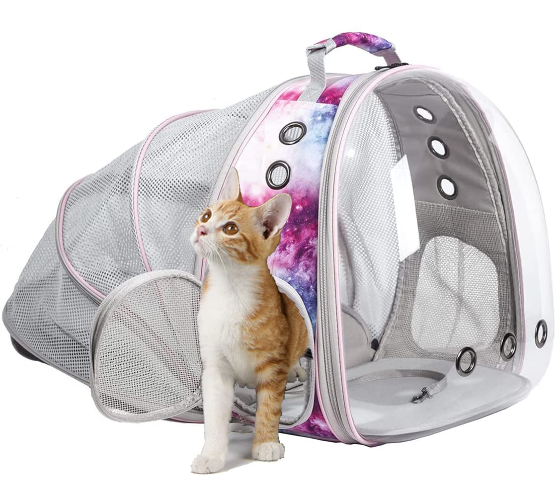 Back Expandable Cat Backpack Carrier, Fit Up To 12 Lbs, Space Capsule Astronaut Expandable Pet Backpack Carrier For Cat And Small Puppy, Cat Carrying Bag