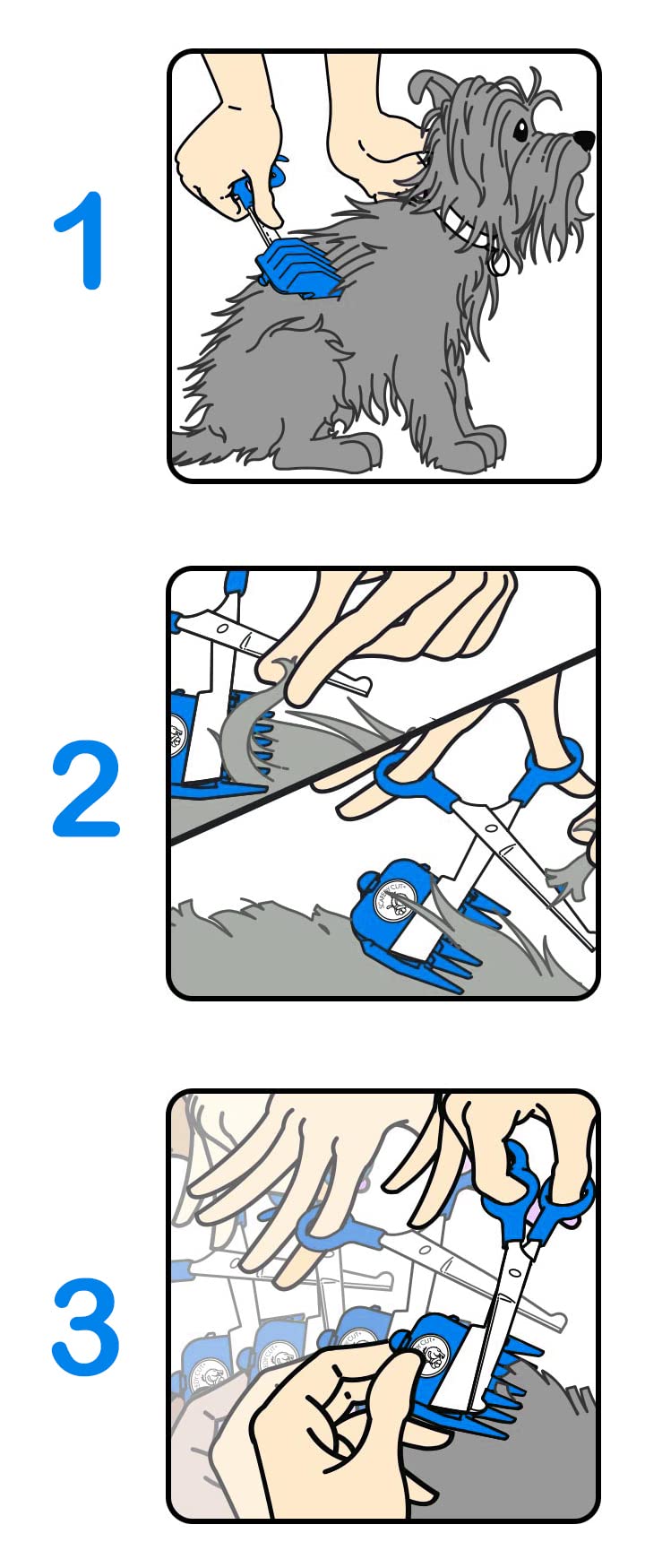 Scaredy Cut Silent Pet Grooming Kit For Dogs, Cats And All Pet Grooming - A Quiet Alternative To Electric Clippers For Sensitive Pets (Right-Handed Blue)