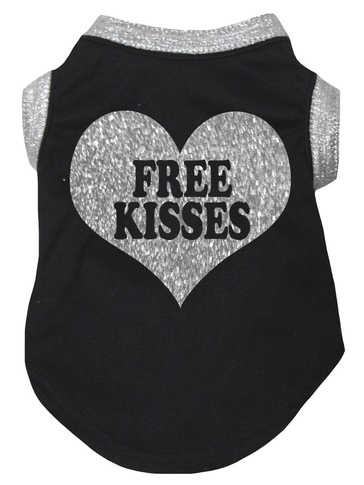 Petitebella 'Free Kisses' Heart Puppy Dog Shirt (Black/Silver, Large)
