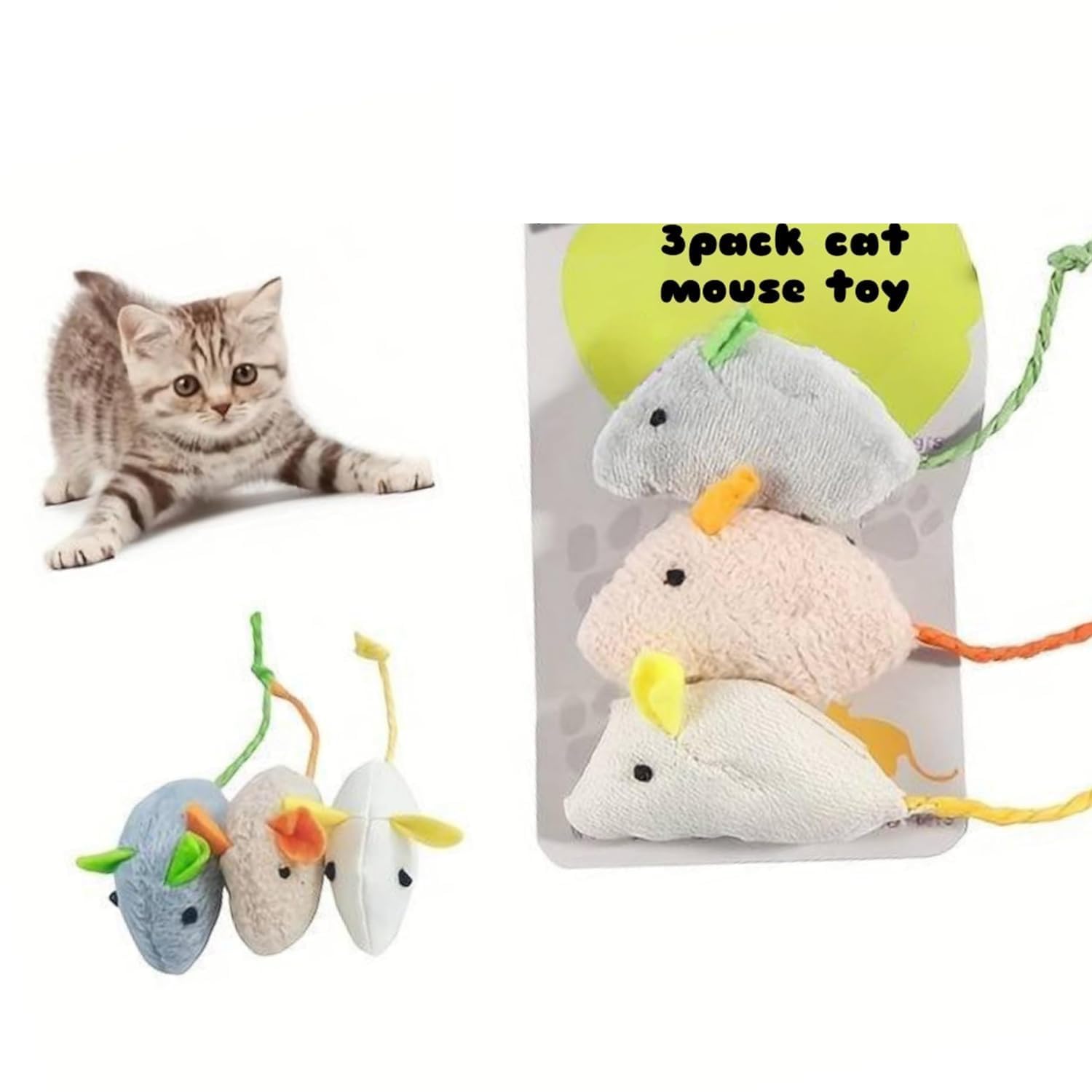 Rvpaws Whisker Twitching Fun Plush Simulation Mouse Toy, Interactive/Infused Entertainment For Interactive Cat Mint Toys (Pack O