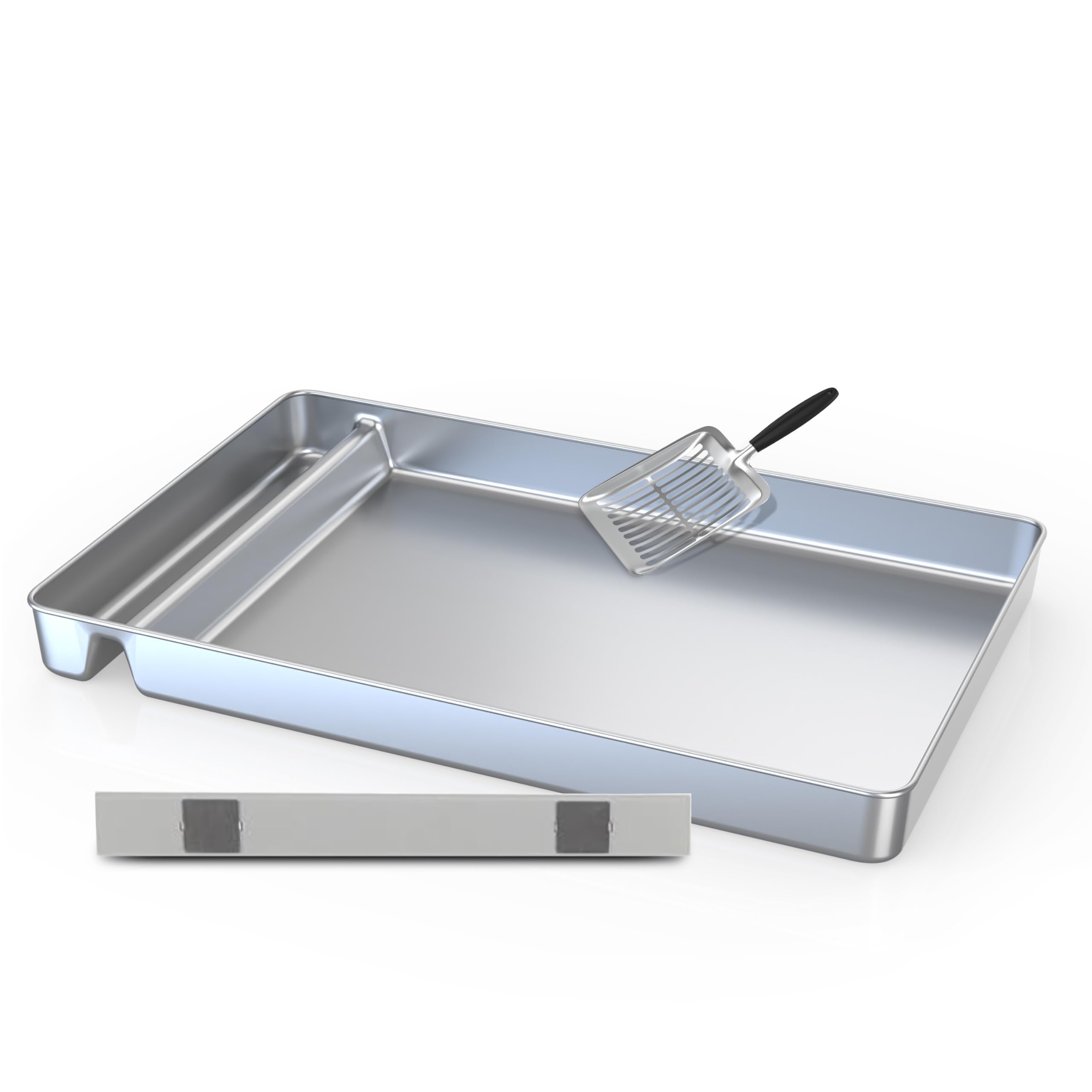 Cat Reusable Litter Tray Compatible With Petsafe Scoop-Free Cat Litter Box, Stainless Steel Tray With Litter Scooper Included, C
