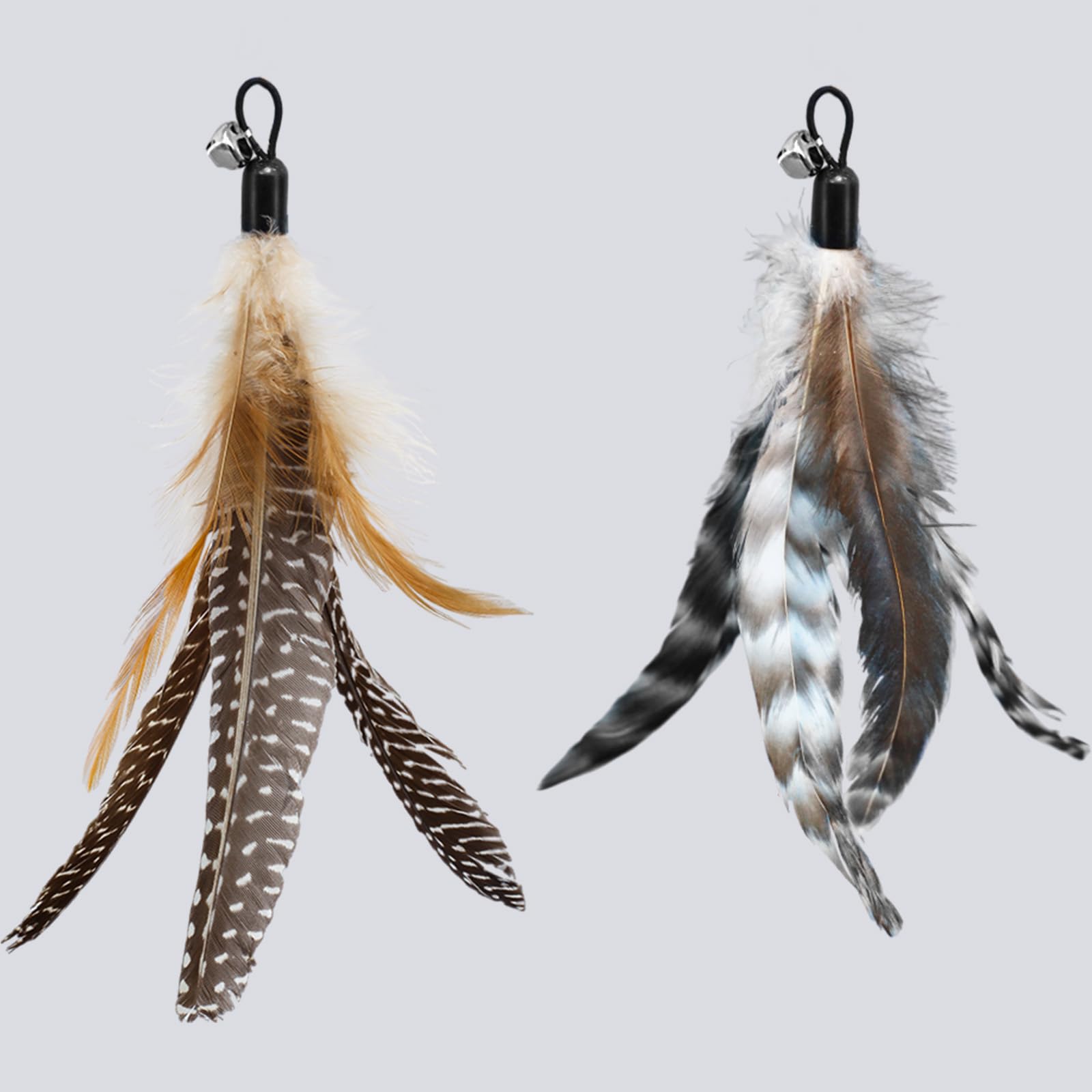 ROSAUI Cat Toy Refill Set - 6 Teaser Wand Attachments, 5 Feather Heads & 1 Bird, Interactive, Multicolored, Standard Size