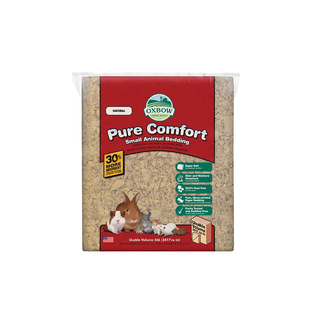 Oxbow Pure Comfort Small Animal Bedding - Odor & Moisture Absorbent, Dust-Free Bedding For Small Animals - Natural, 56 Liter Bag