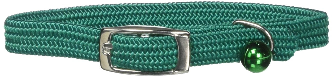 Omnipet Kool Kat Elastic Cat Safety Collar With Bell, Green, 10''