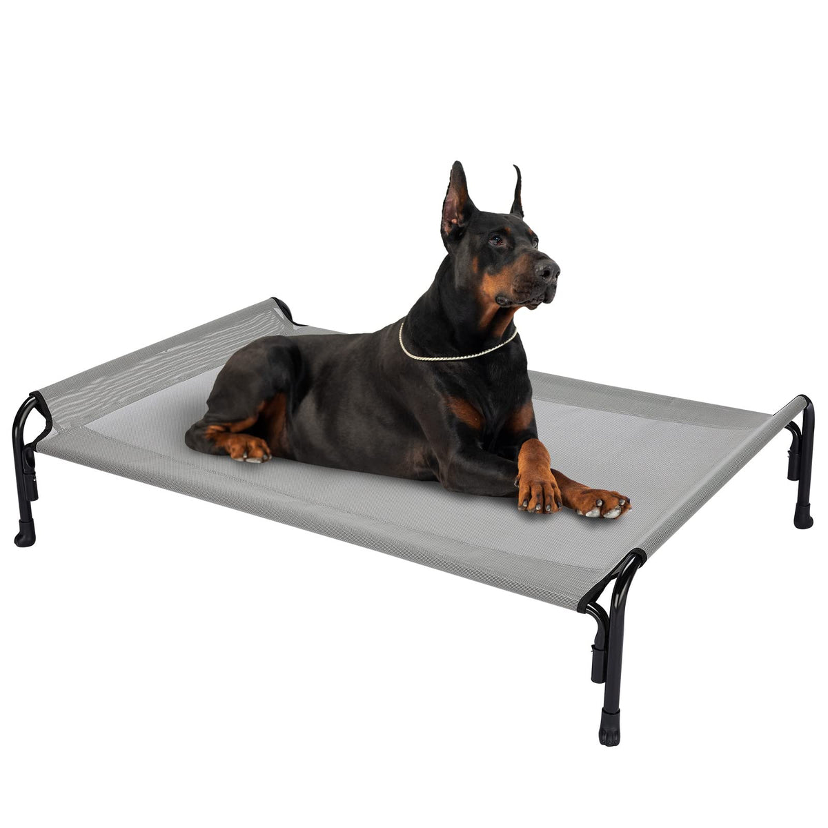 Veehoo Elevated Dog Bed, Outdoor Raised Dog Cots Bed For Large Dogs, Cooling Camping Elevated Pet Bed With Slope Headrest For Indoor And Outdoor, Washable Breathable, X-Large, Grey, Cwc2204