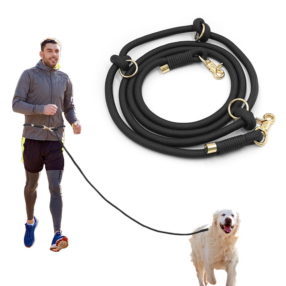 Leleteil Hands Free Dog Leash,Waist Leash For Dog Walking,Slip Leads For Dogs (Black)