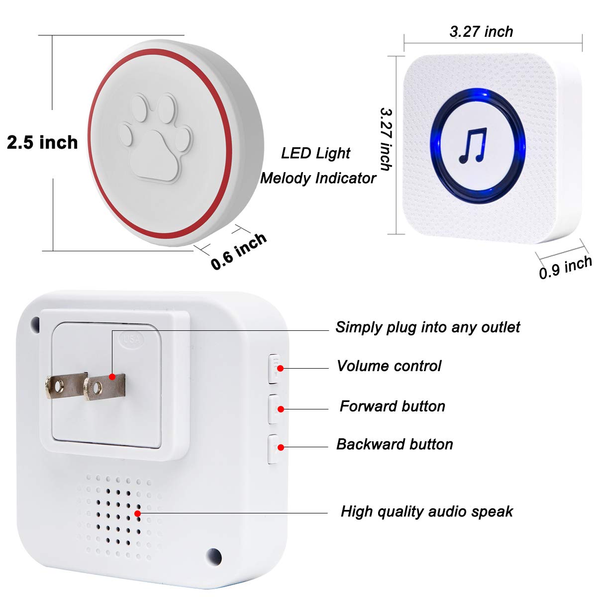 Chunhee Dog Doorbells For Communication-Dog Door Bell Potty Training Wireless Dog Door Bell-Ip55 Waterproof Dog Potty Button