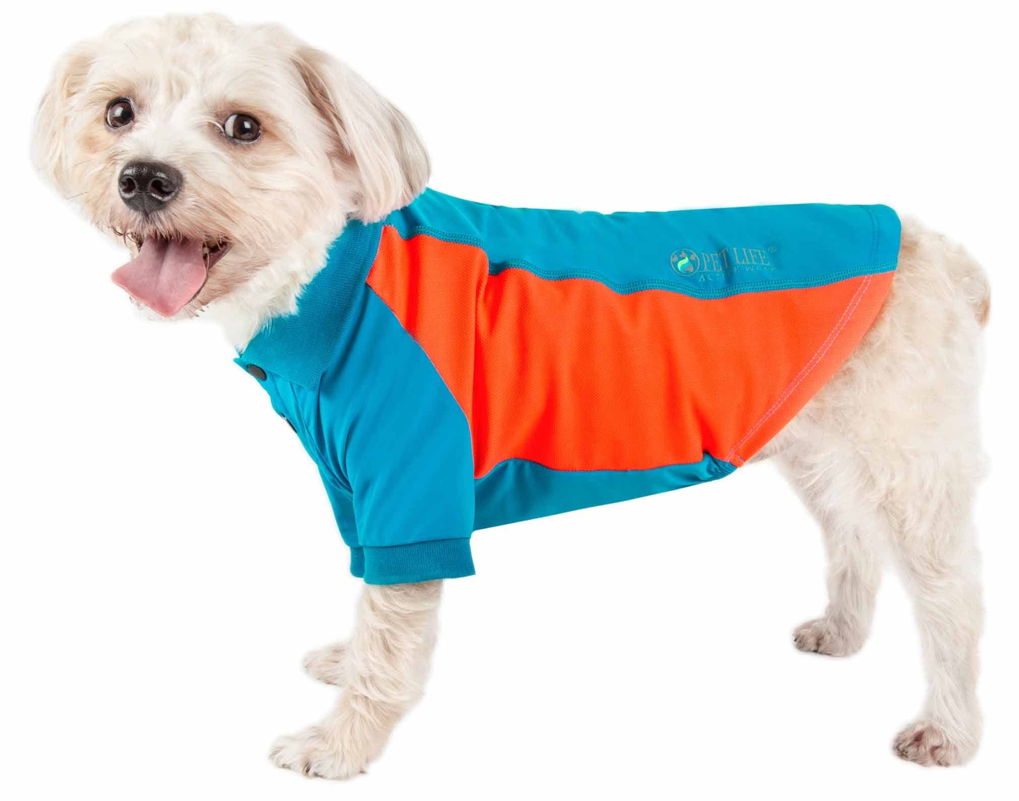 Pet Life ® Active 'Barko Pawlo' Stretchy Fitness And Yoga Dog T-Shirt - Dog Polo Featuring 4-Way Relax-Stretch And Quick Dry Technology - Performance And Reflective Pet T-Shirt Dog Clothes X-Small