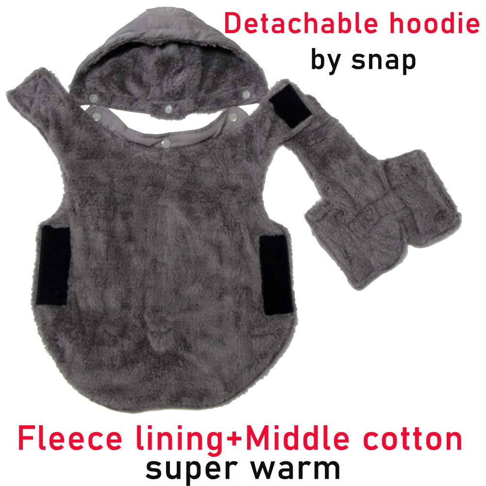 Joydaog Fleece Dog Hoodie For Small Dogs Super Warm Puppy Jacket For Cold Winter Dog Coats,Grey S